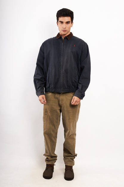 1990 Vintage Polo Ralph Lauren Corduroy Collar Navy Harrington (M/L)