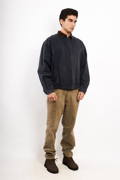 1990 Vintage Polo Ralph Lauren Corduroy Collar Navy Harrington (M/L)