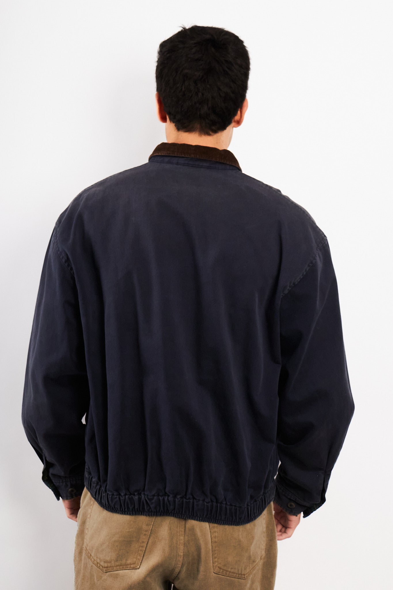 1990 Vintage Polo Ralph Lauren Corduroy Collar Navy Harrington (M/L)