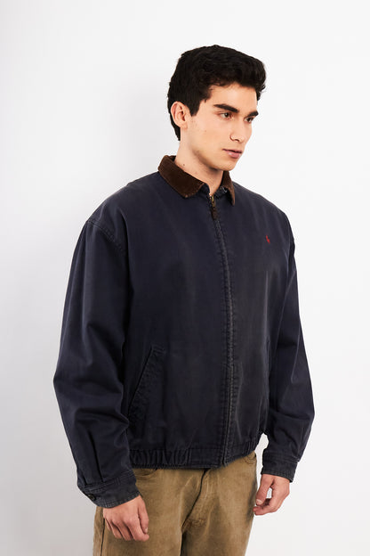 1990 Vintage Polo Ralph Lauren Corduroy Collar Navy Harrington (M/L)