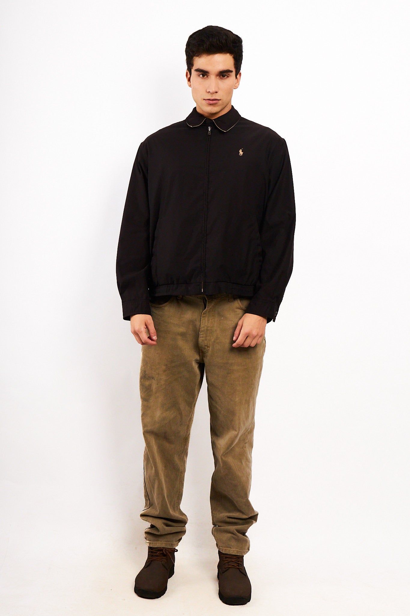 2000 Vintage Polo Ralph Lauren Black Bi-Swing Impermeable Harrington (M)