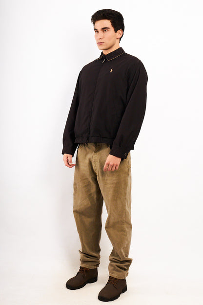 2000 Vintage Polo Ralph Lauren Black Bi-Swing Impermeable Harrington (M)