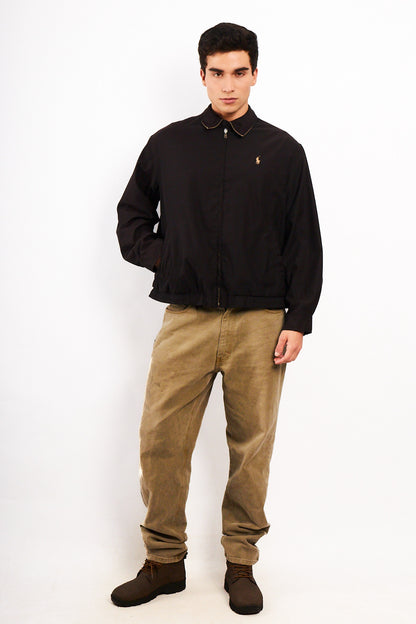 2000 Vintage Polo Ralph Lauren Black Bi-Swing Impermeable Harrington (M)