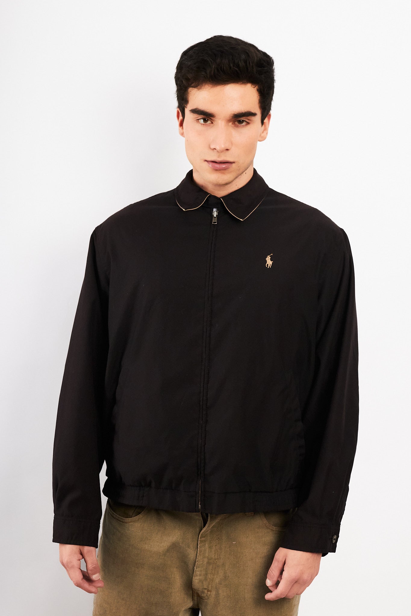 2000 Vintage Polo Ralph Lauren Black Bi-Swing Impermeable Harrington (M)