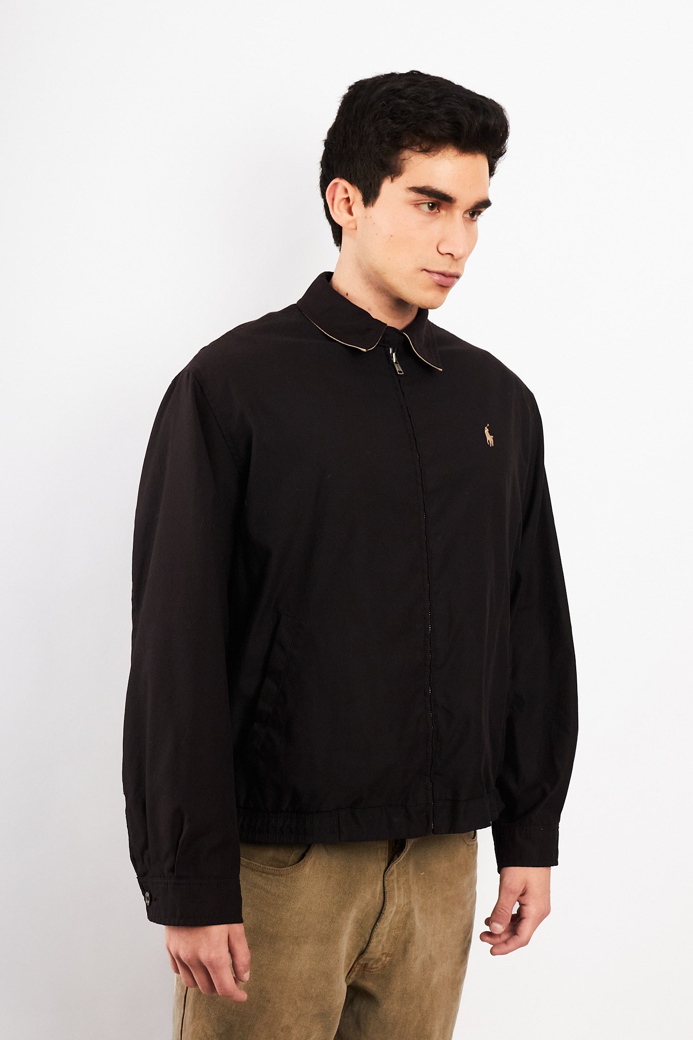 2000 Vintage Polo Ralph Lauren Black Bi-Swing Impermeable Harrington (M)