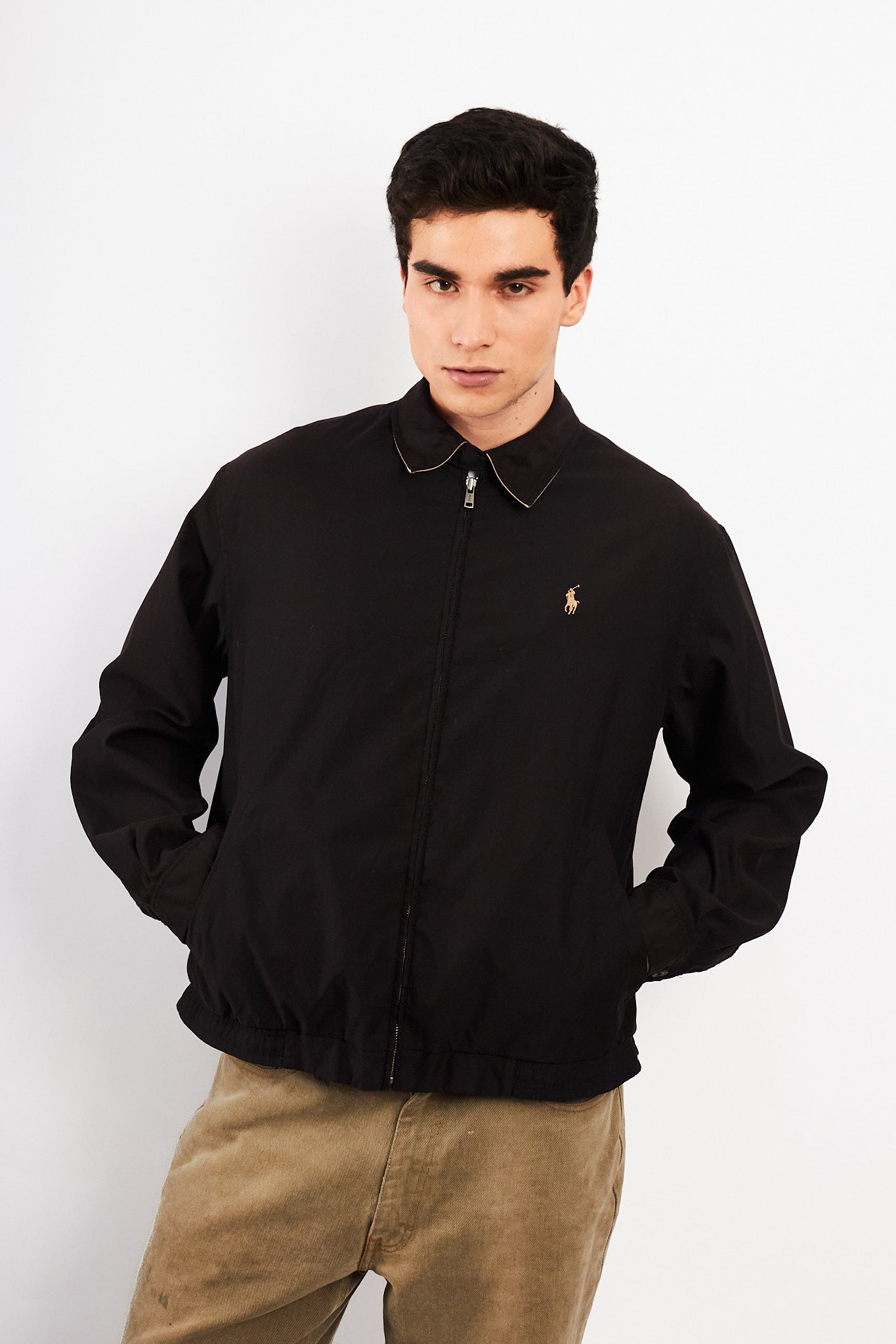 2000 Vintage Polo Ralph Lauren Black Bi-Swing Impermeable Harrington (M)