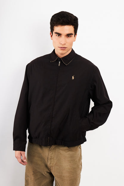 2000 Vintage Polo Ralph Lauren Black Bi-Swing Impermeable Harrington (M)