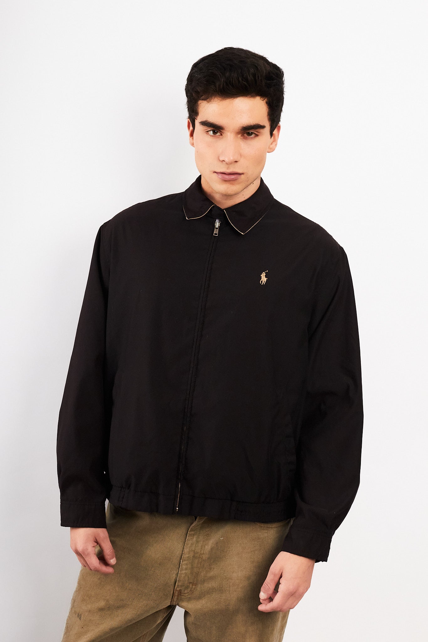 2000 Vintage Polo Ralph Lauren Black Bi-Swing Impermeable Harrington (M)