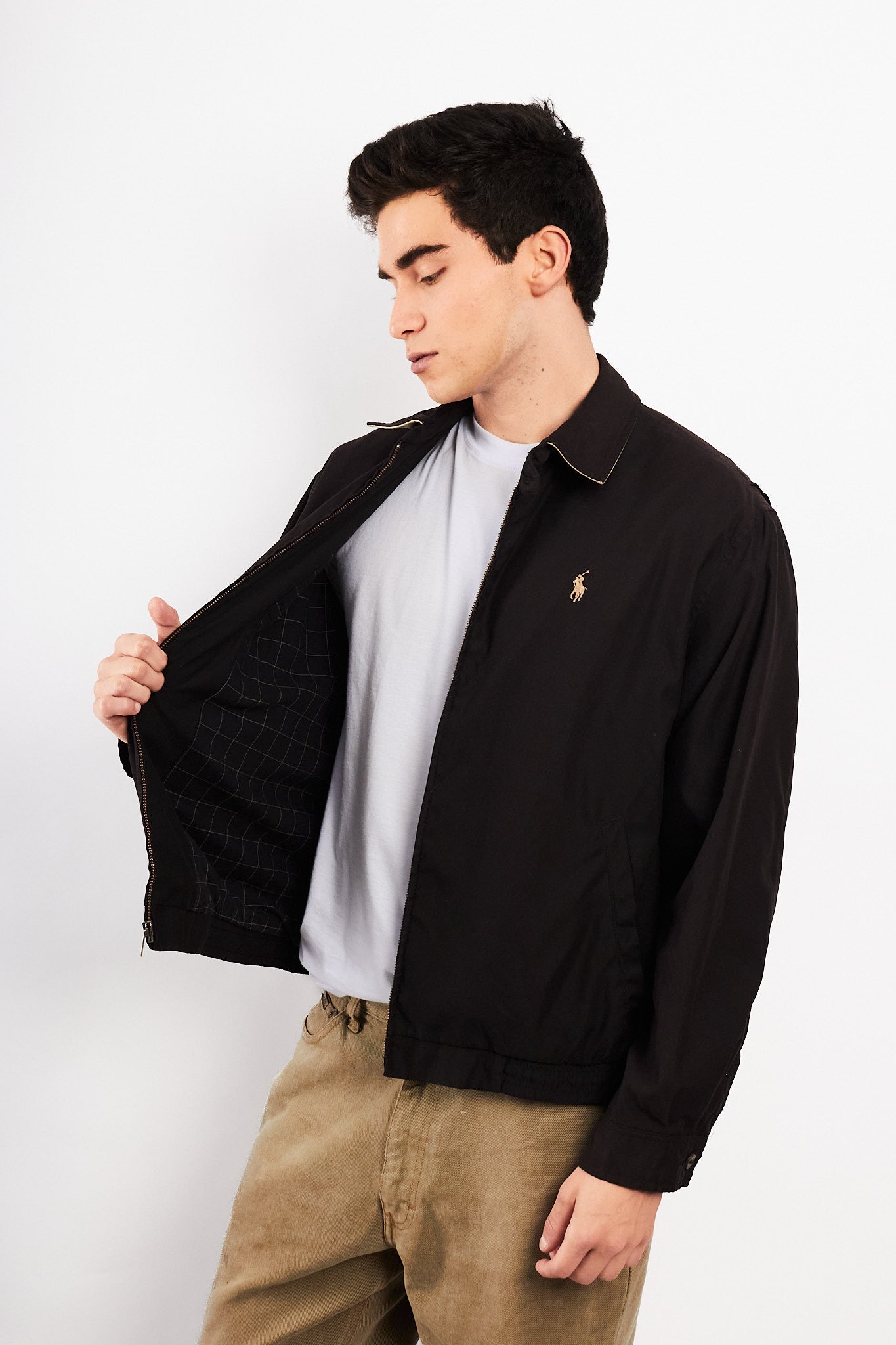 2000 Vintage Polo Ralph Lauren Black Bi-Swing Impermeable Harrington (M)