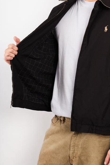 2000 Vintage Polo Ralph Lauren Black Bi-Swing Impermeable Harrington (M)