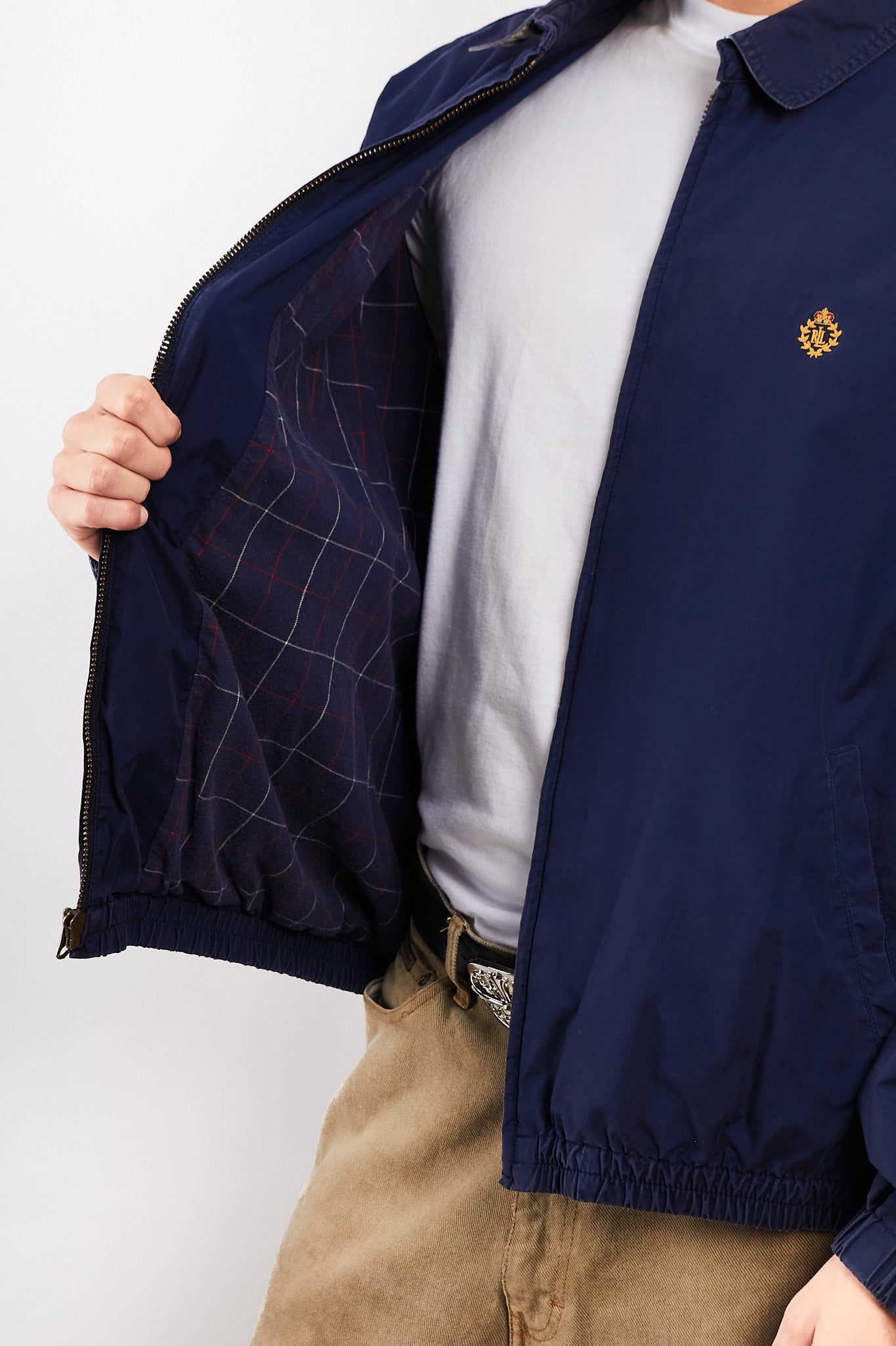 2000 Vintage Ralph Lauren Navy Emblem Harrington (L/XL)
