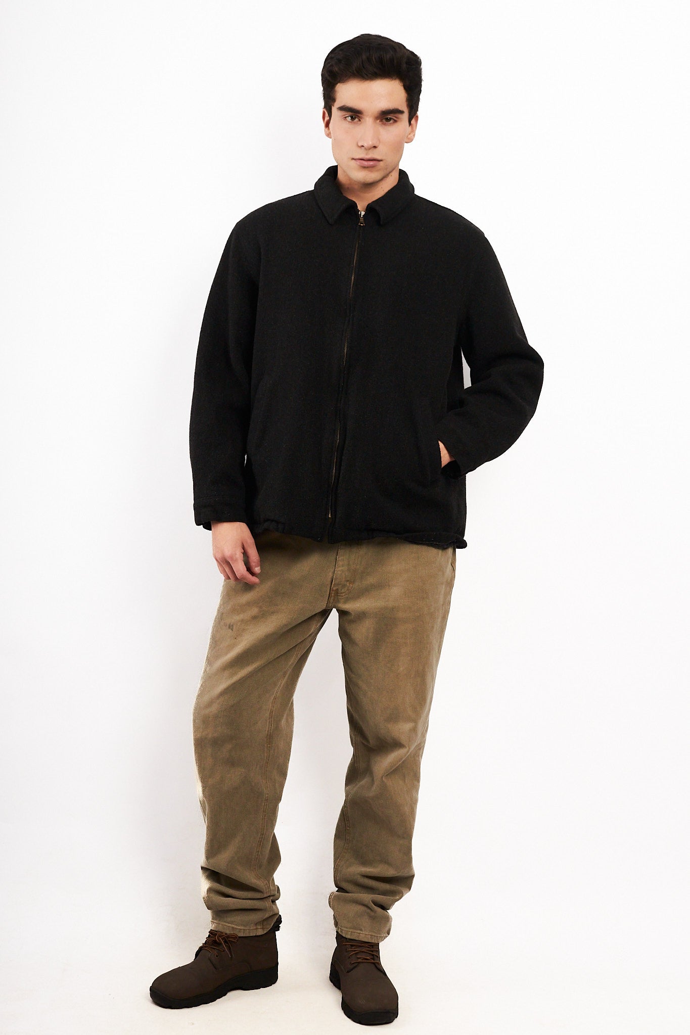 2000 Vintage Polo Ralph Lauren Charcoal Gray Wool Harrington (M/L)