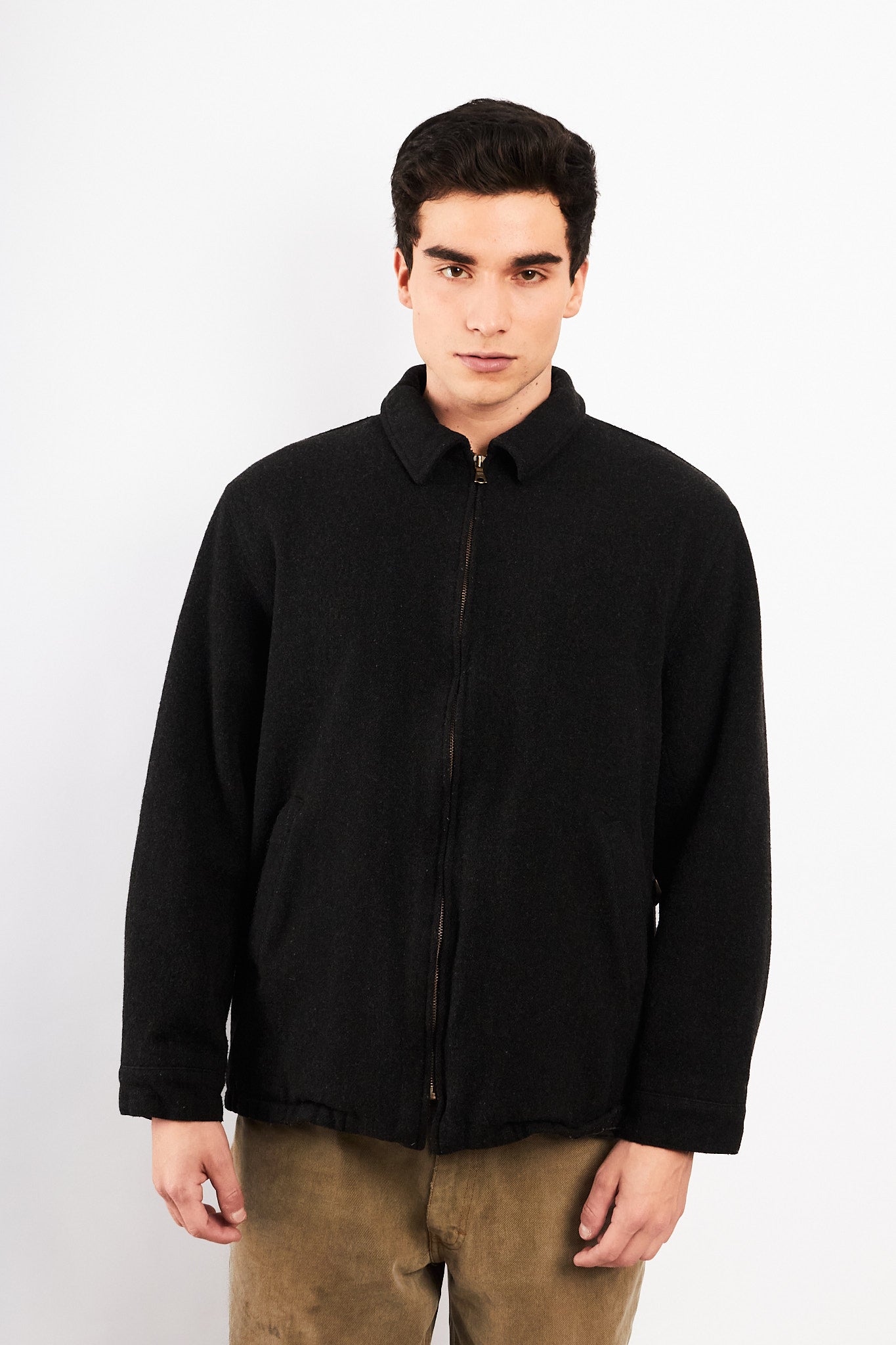 2000 Vintage Polo Ralph Lauren Charcoal Gray Wool Harrington (M/L)