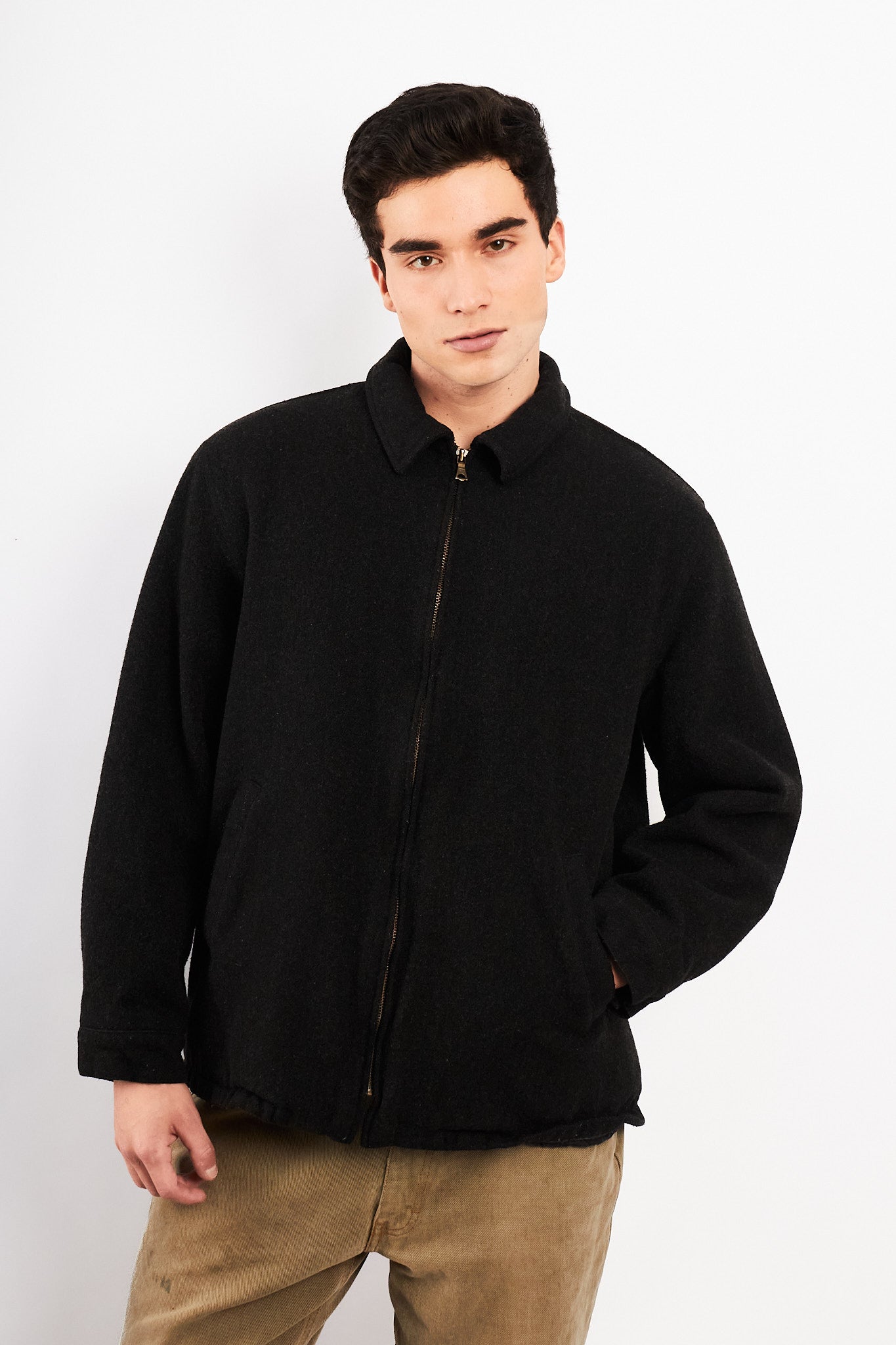 2000 Vintage Polo Ralph Lauren Charcoal Gray Wool Harrington (M/L)