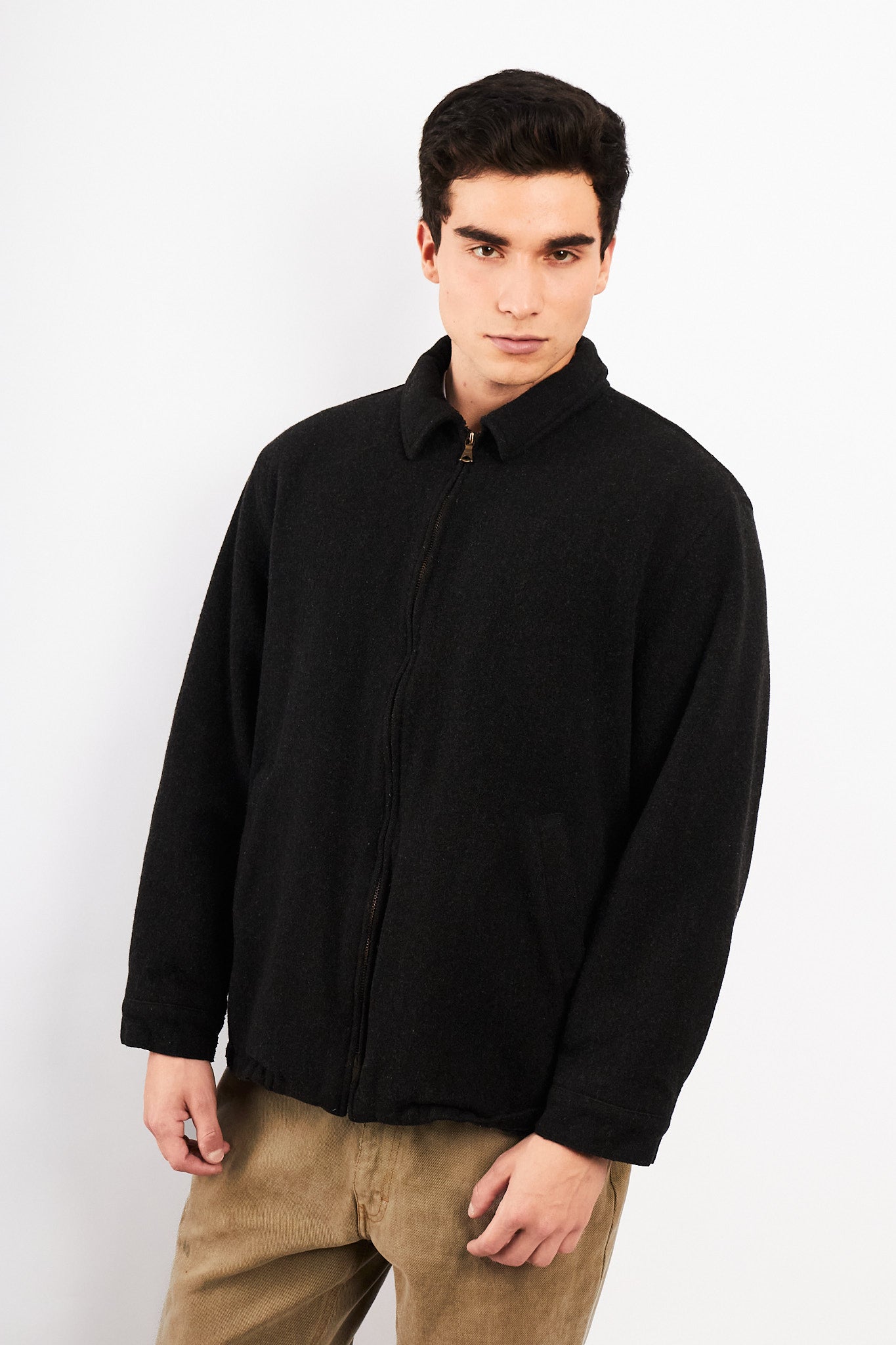 2000 Vintage Polo Ralph Lauren Charcoal Gray Wool Harrington (M/L)