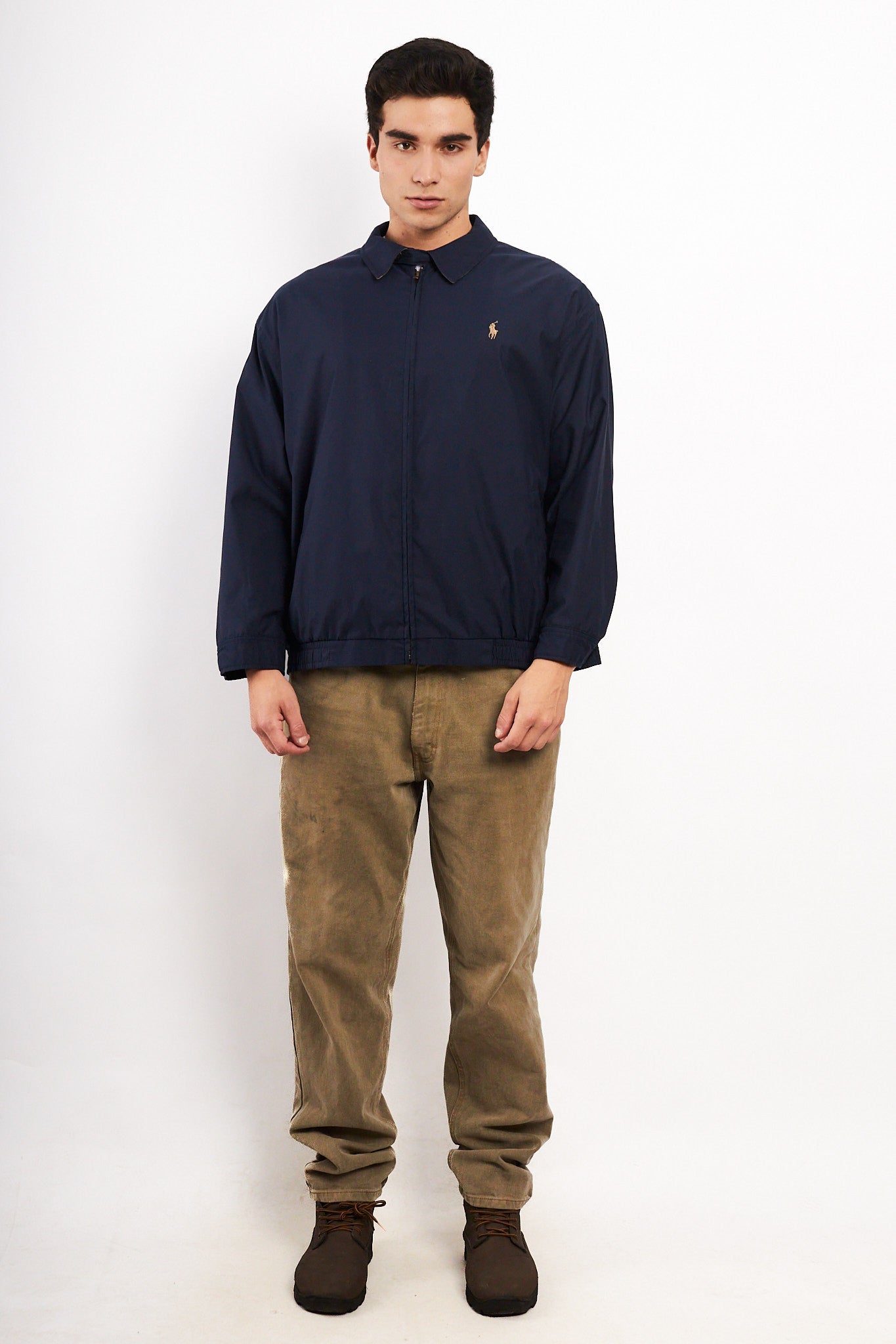 2000 Vintage Polo Ralph Lauren Navy Bi-Swing Impermeable Harrington (M/L)
