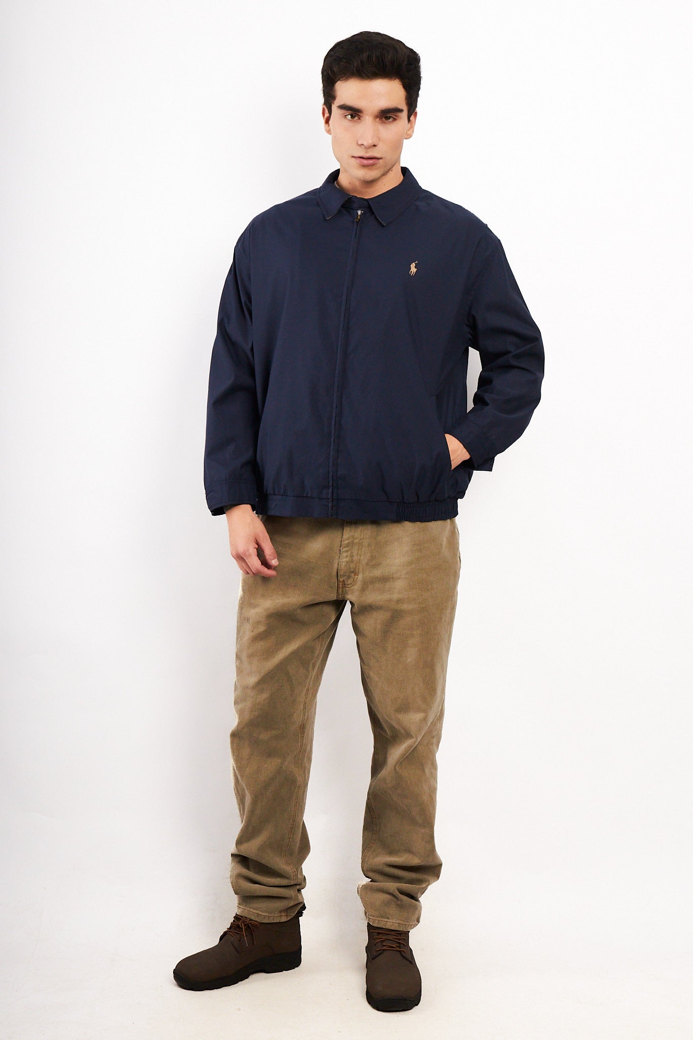 2000 Vintage Polo Ralph Lauren Navy Bi-Swing Impermeable Harrington (M/L)