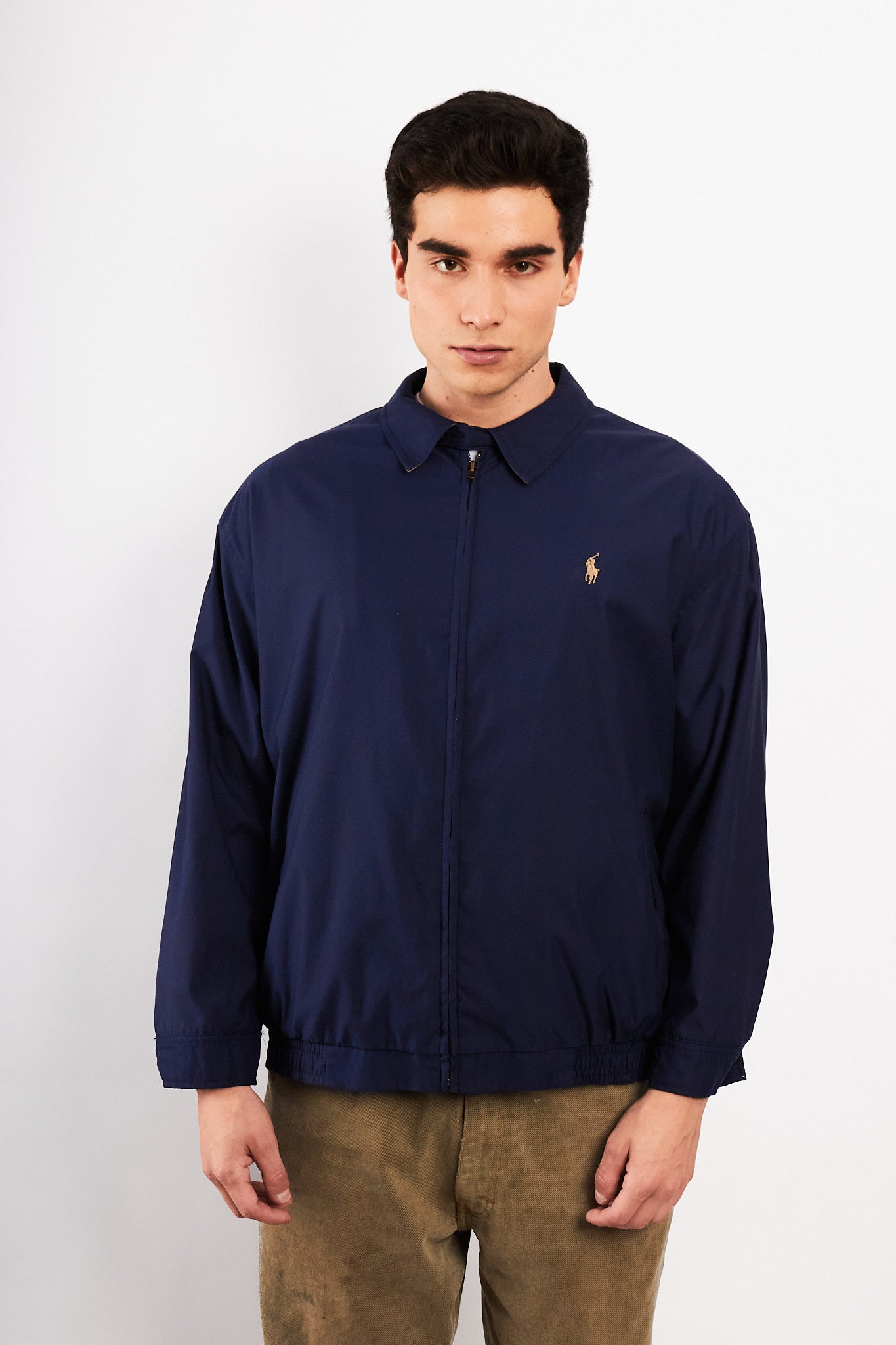 2000 Vintage Polo Ralph Lauren Navy Bi-Swing Impermeable Harrington (M/L)