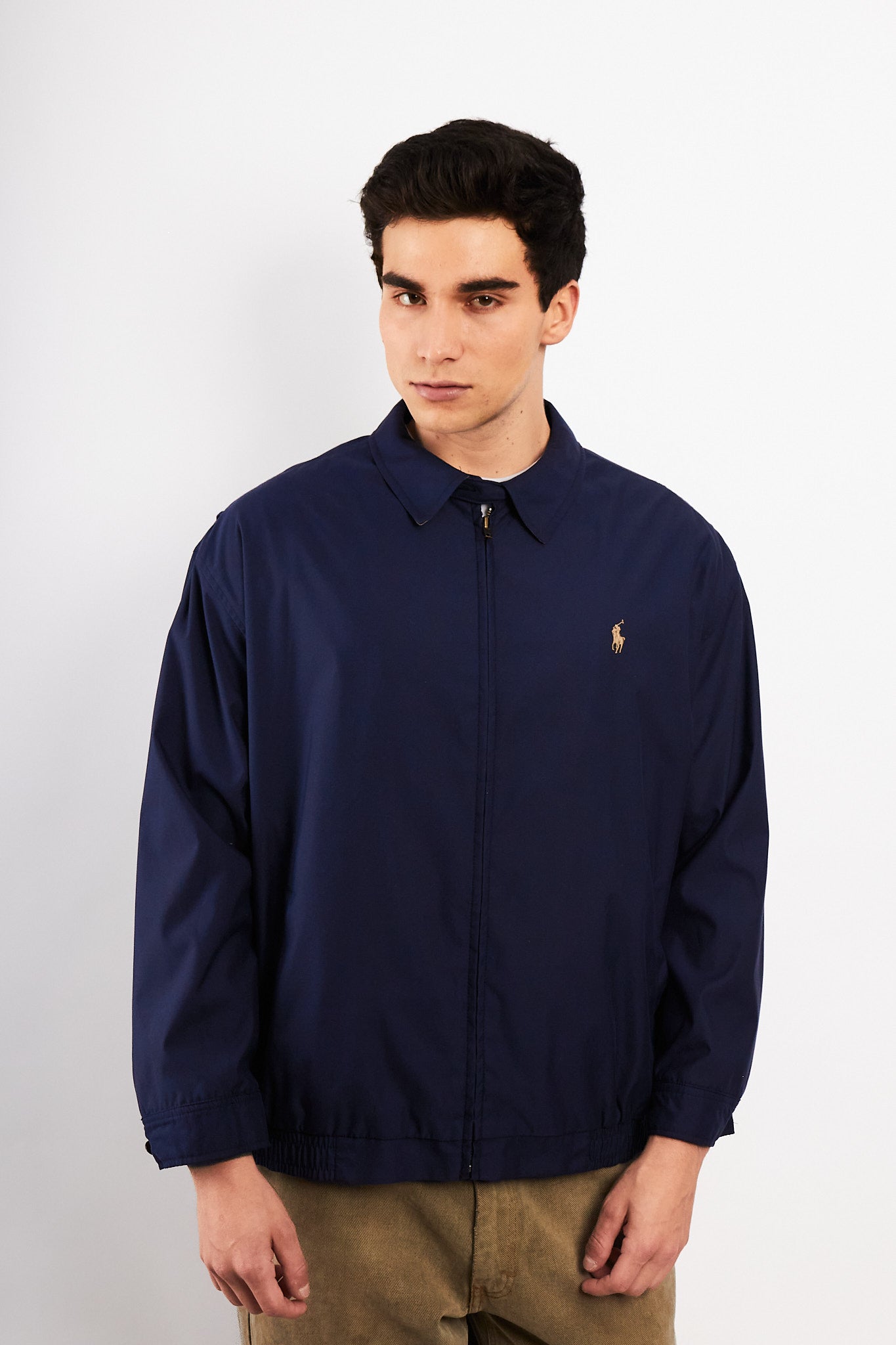 2000 Vintage Polo Ralph Lauren Navy Bi-Swing Impermeable Harrington (M/L)