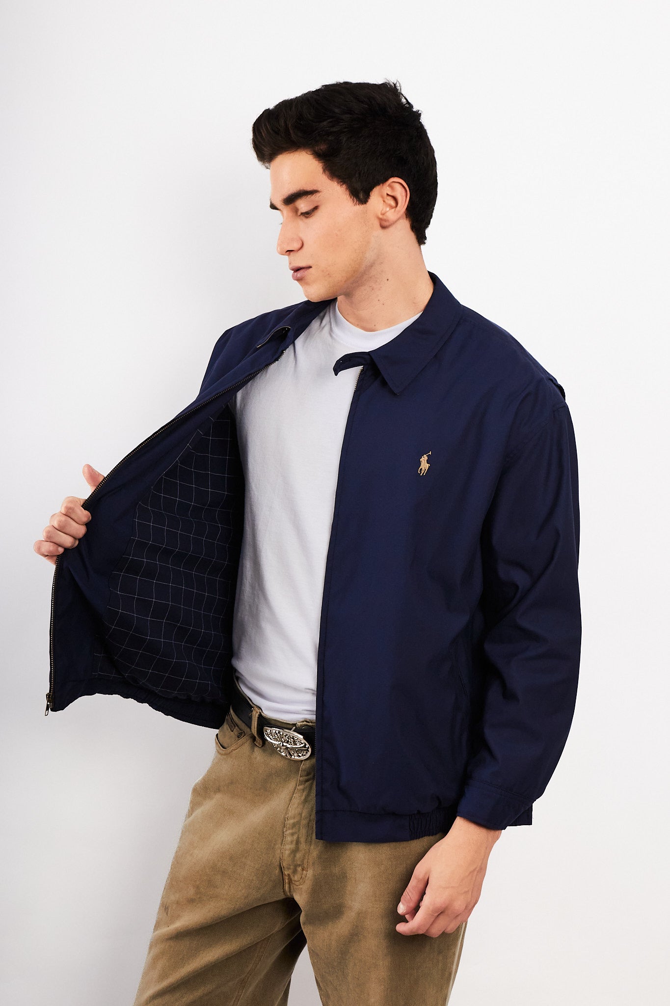 2000 Vintage Polo Ralph Lauren Navy Bi-Swing Impermeable Harrington (M/L)