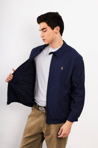 2000 Vintage Polo Ralph Lauren Navy Bi-Swing Impermeable Harrington (M/L)