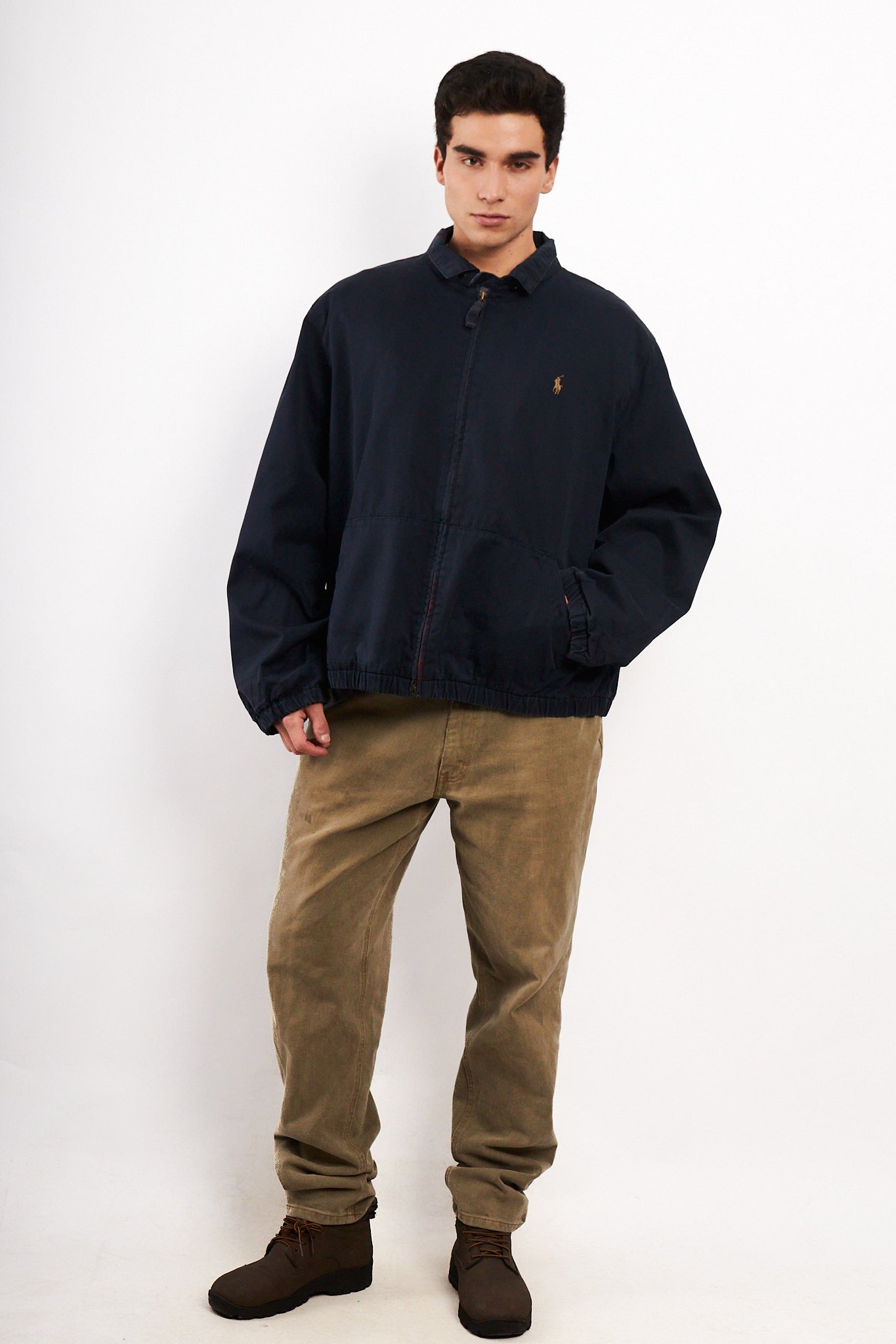 2000 Vintage Polo Ralph Lauren Lined Navy Harrington (L/XL)