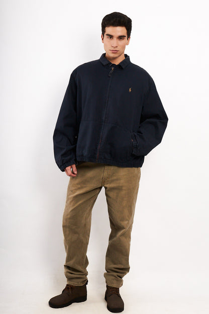 2000 Vintage Polo Ralph Lauren Lined Navy Harrington (L/XL)