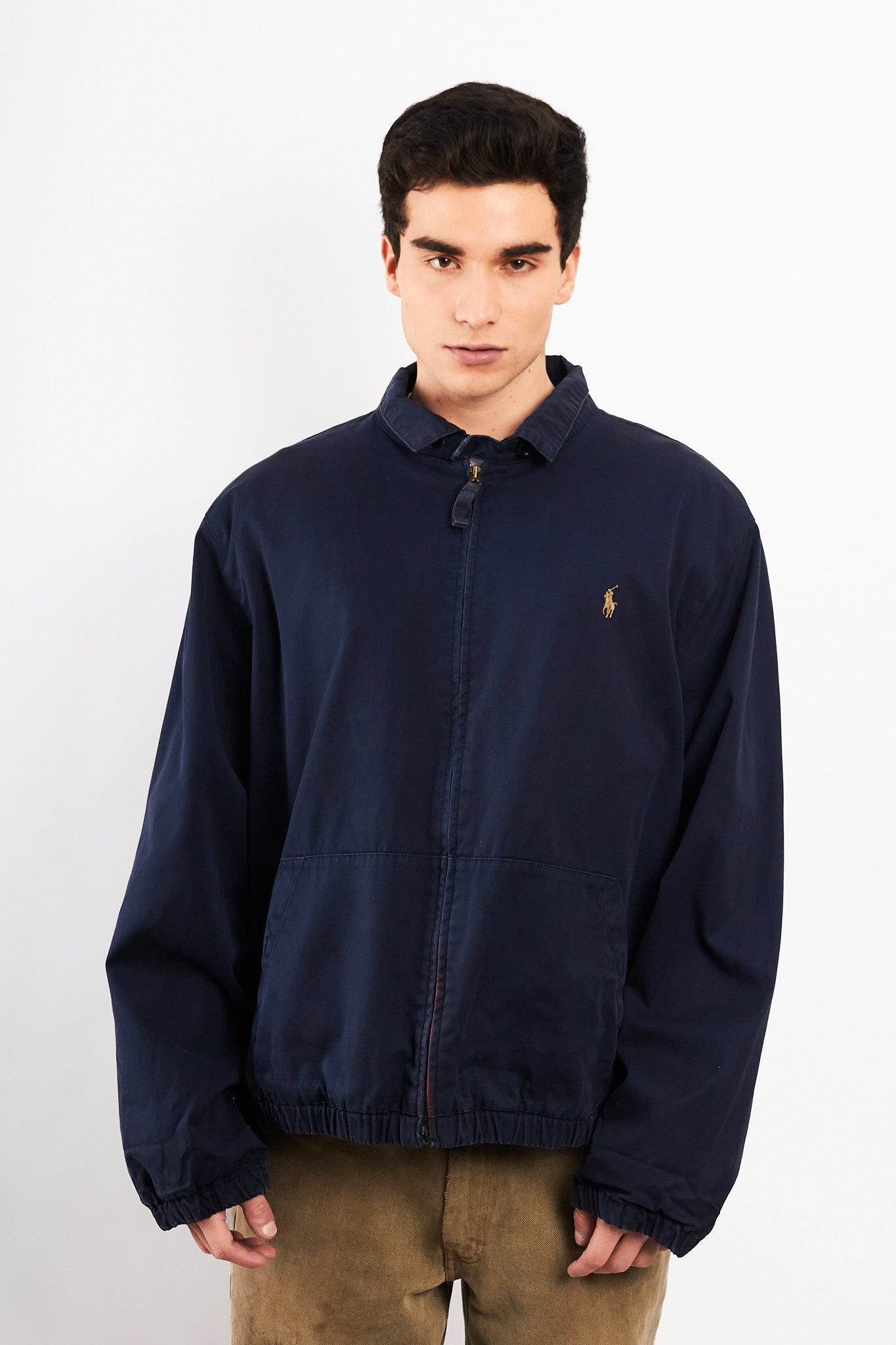 2000 Vintage Polo Ralph Lauren Lined Navy Harrington (L/XL)