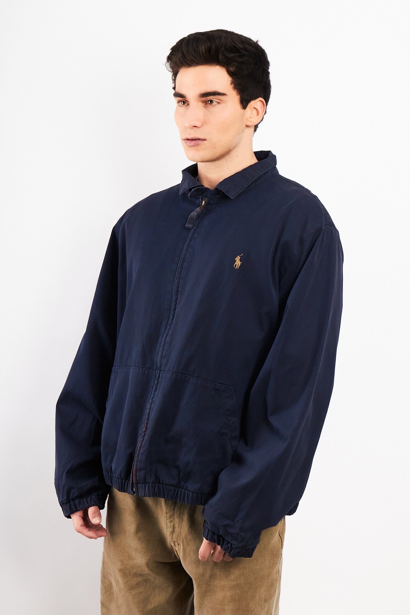 2000 Vintage Polo Ralph Lauren Lined Navy Harrington (L/XL)