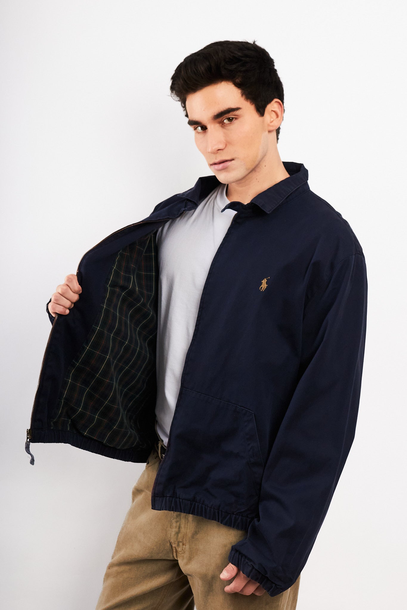 2000 Vintage Polo Ralph Lauren Lined Navy Harrington (L/XL)