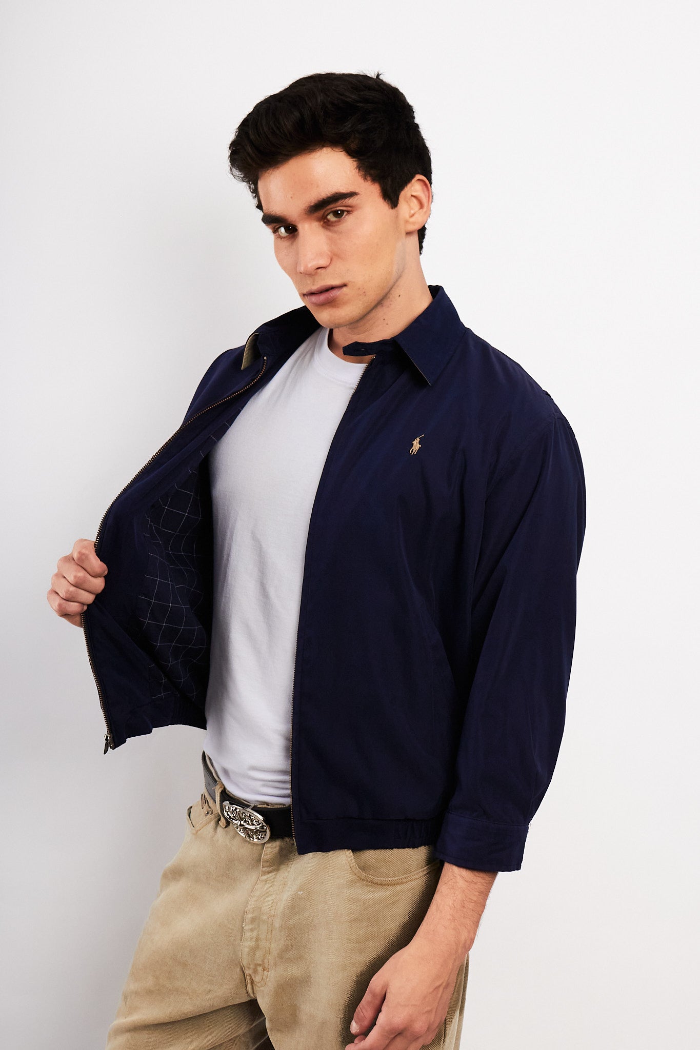 2000 Vintage Polo Ralph Lauren Navy Bi-Swing Impermeable Jacket (S)