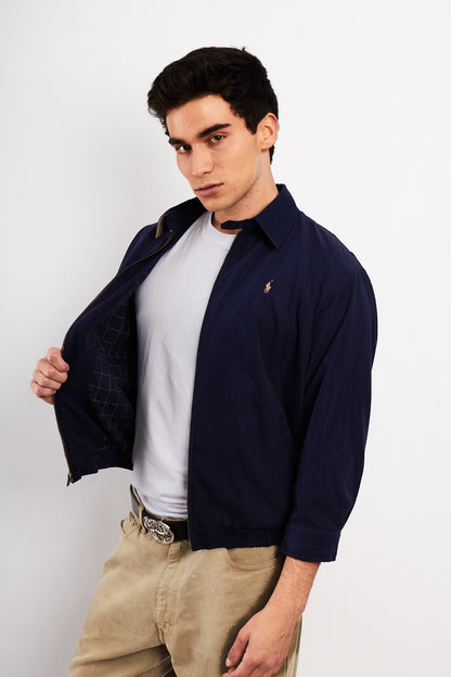 2000 Vintage Polo Ralph Lauren Navy Bi-Swing Impermeable Jacket (S)
