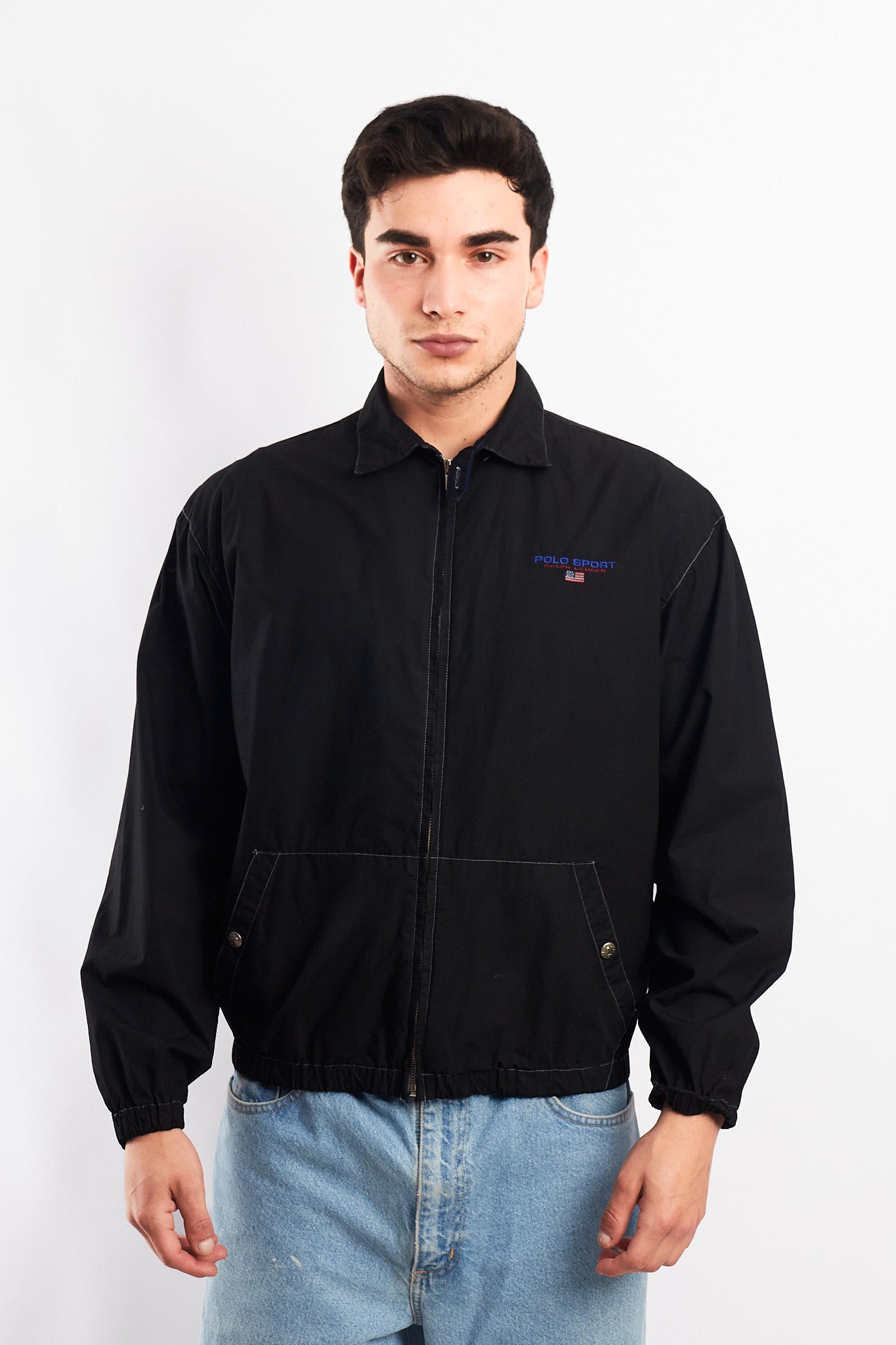 1990 Vintage Polo Sports Ralph Lauren Black Harrington (S/M)
