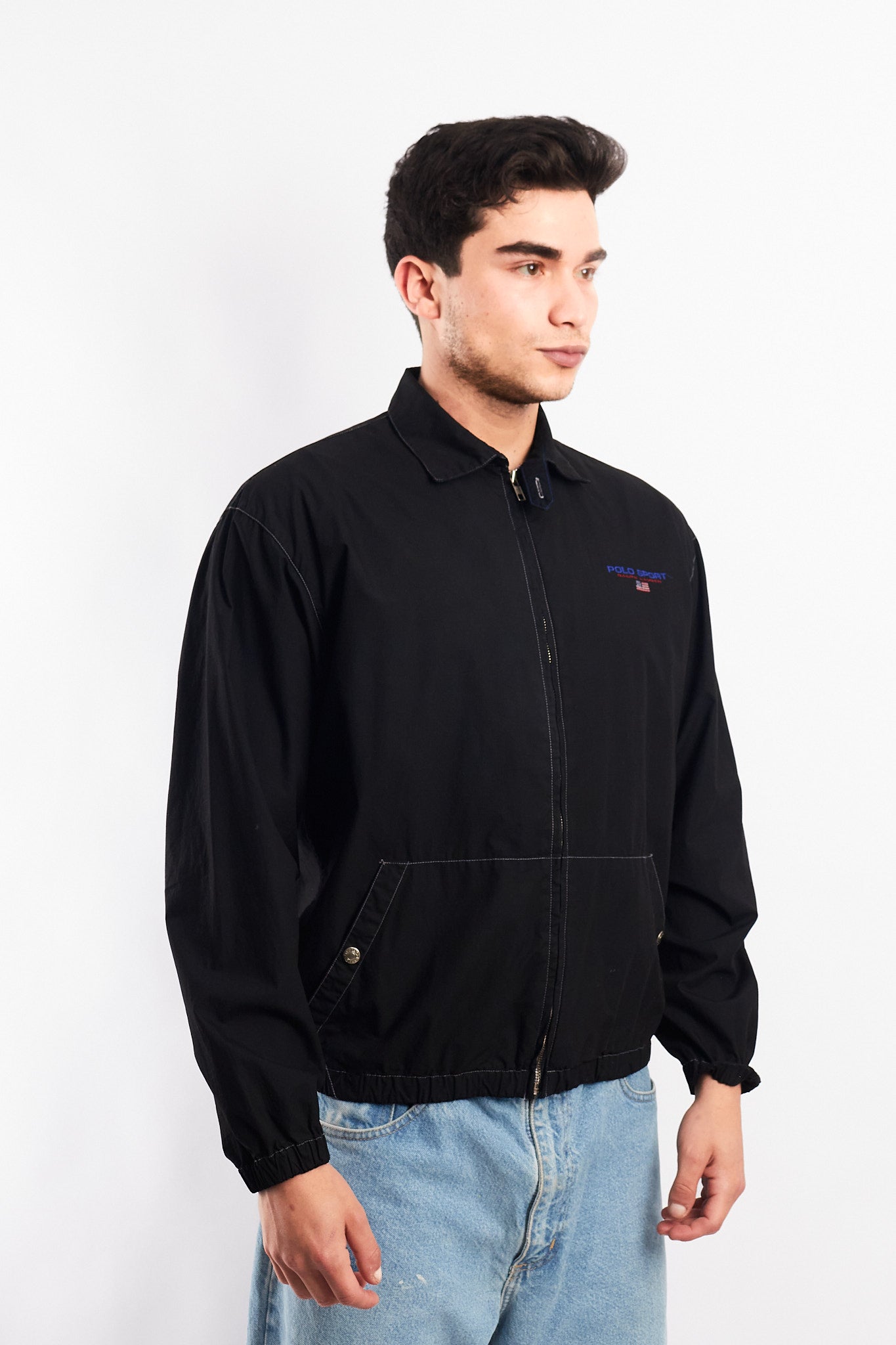 1990 Vintage Polo Sports Ralph Lauren Black Harrington (S/M)