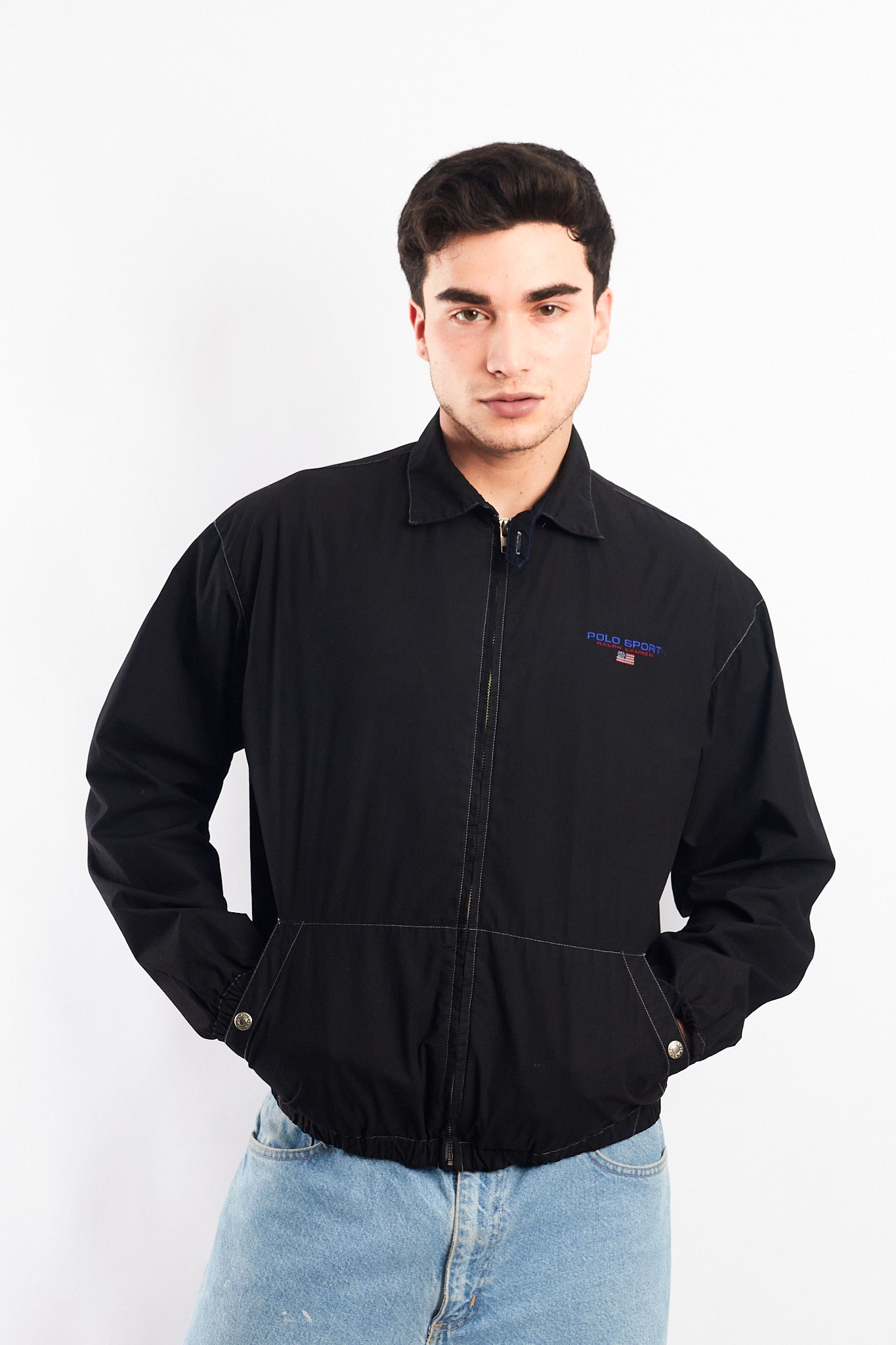 1990 Vintage Polo Sports Ralph Lauren Black Harrington (S/M)