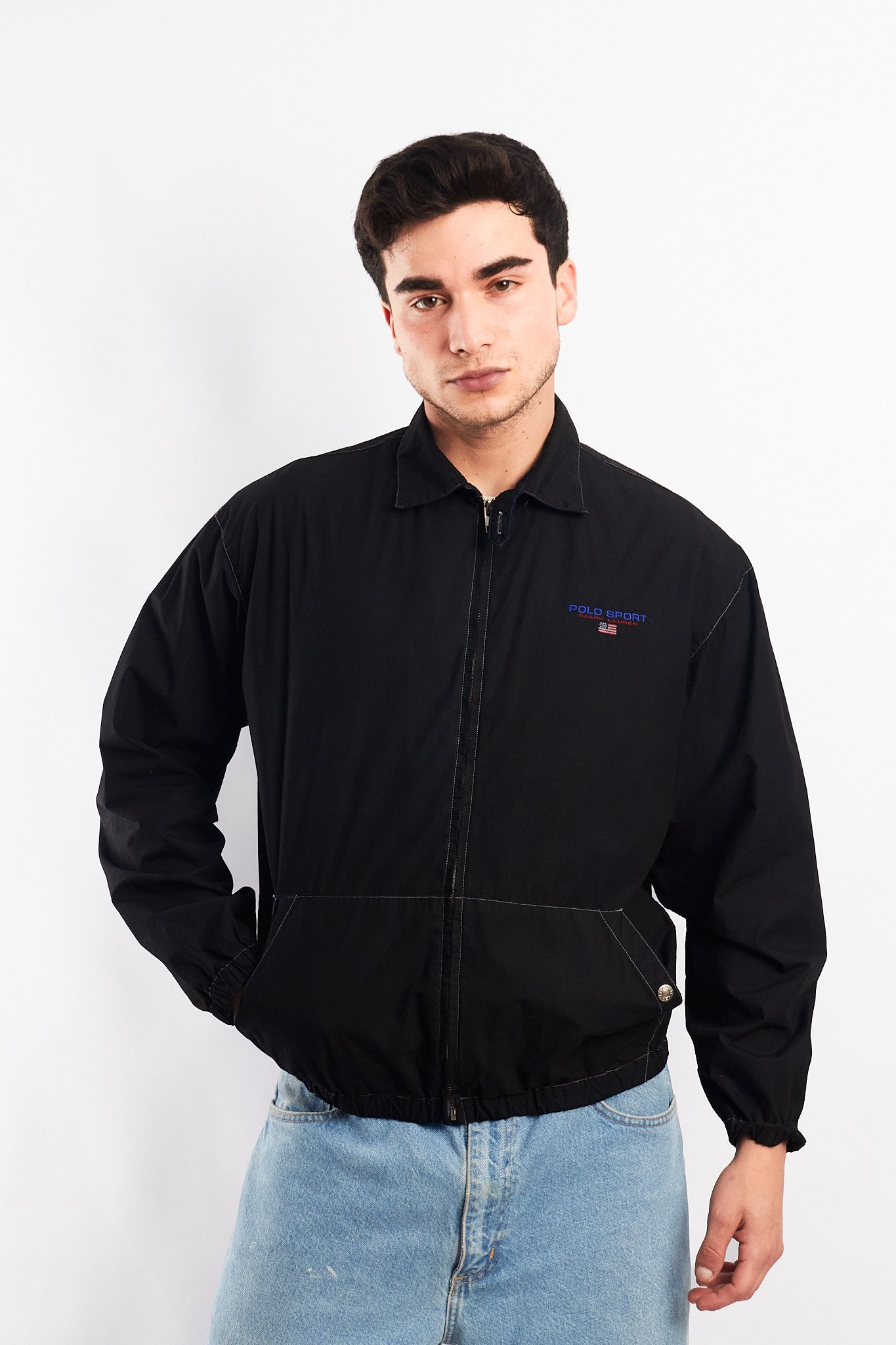 1990 Vintage Polo Sports Ralph Lauren Black Harrington (S/M)