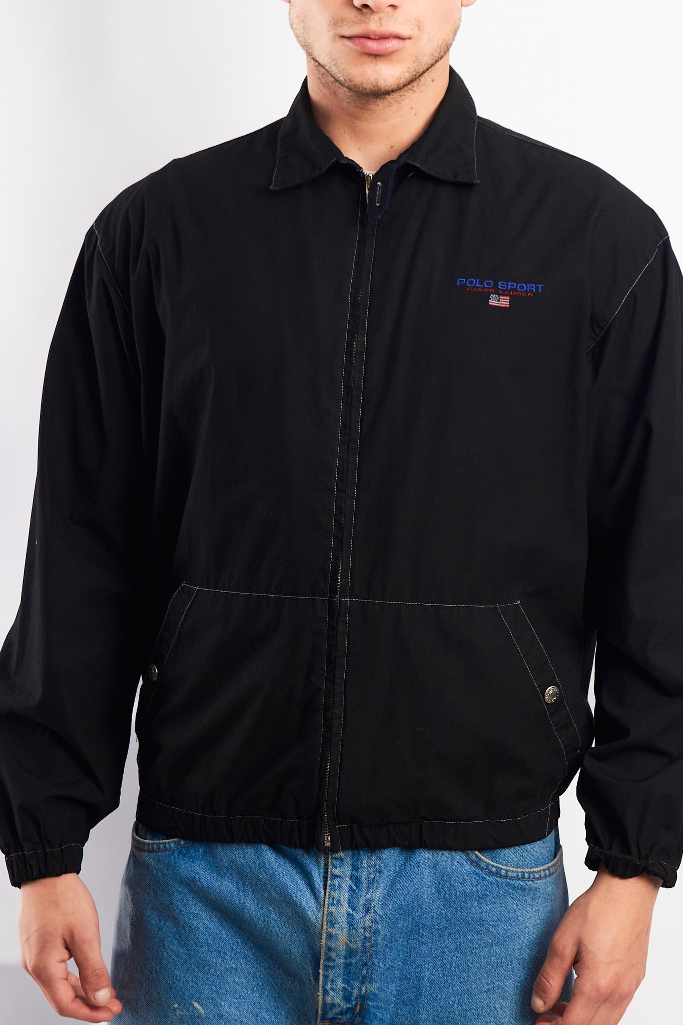 1990 Vintage Polo Sports Ralph Lauren Black Harrington (S/M)