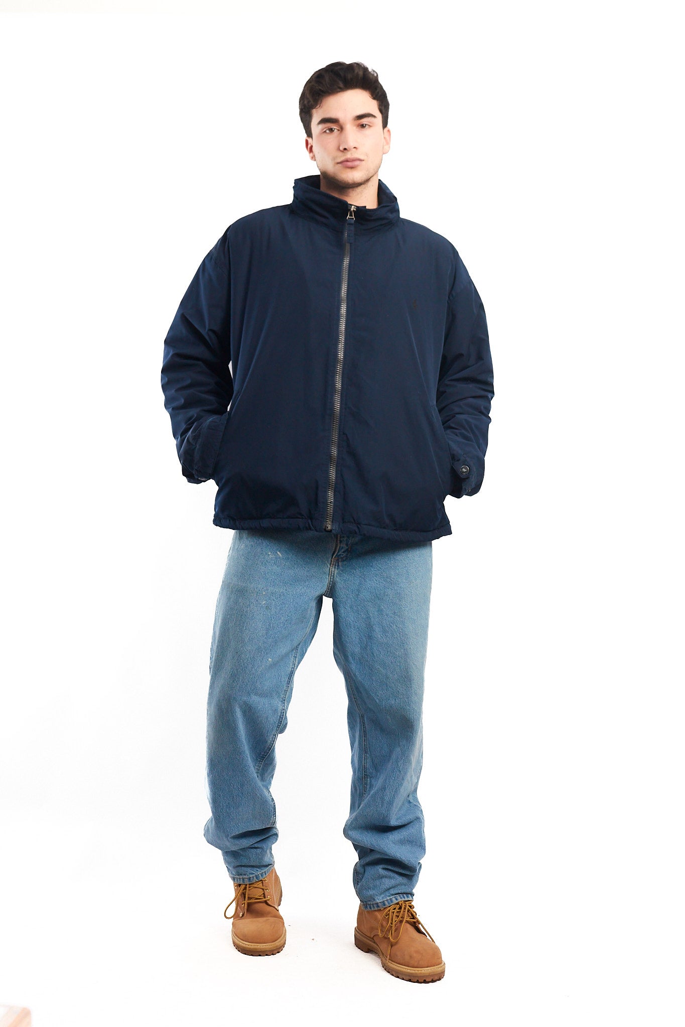 2000 Polo Ralph Lauren Navy Impermeable Hooded Jacket (XL)