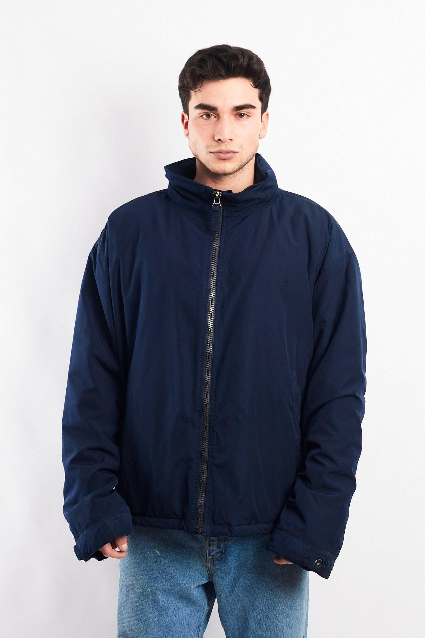 2000 Polo Ralph Lauren Navy Impermeable Hooded Jacket (XL)