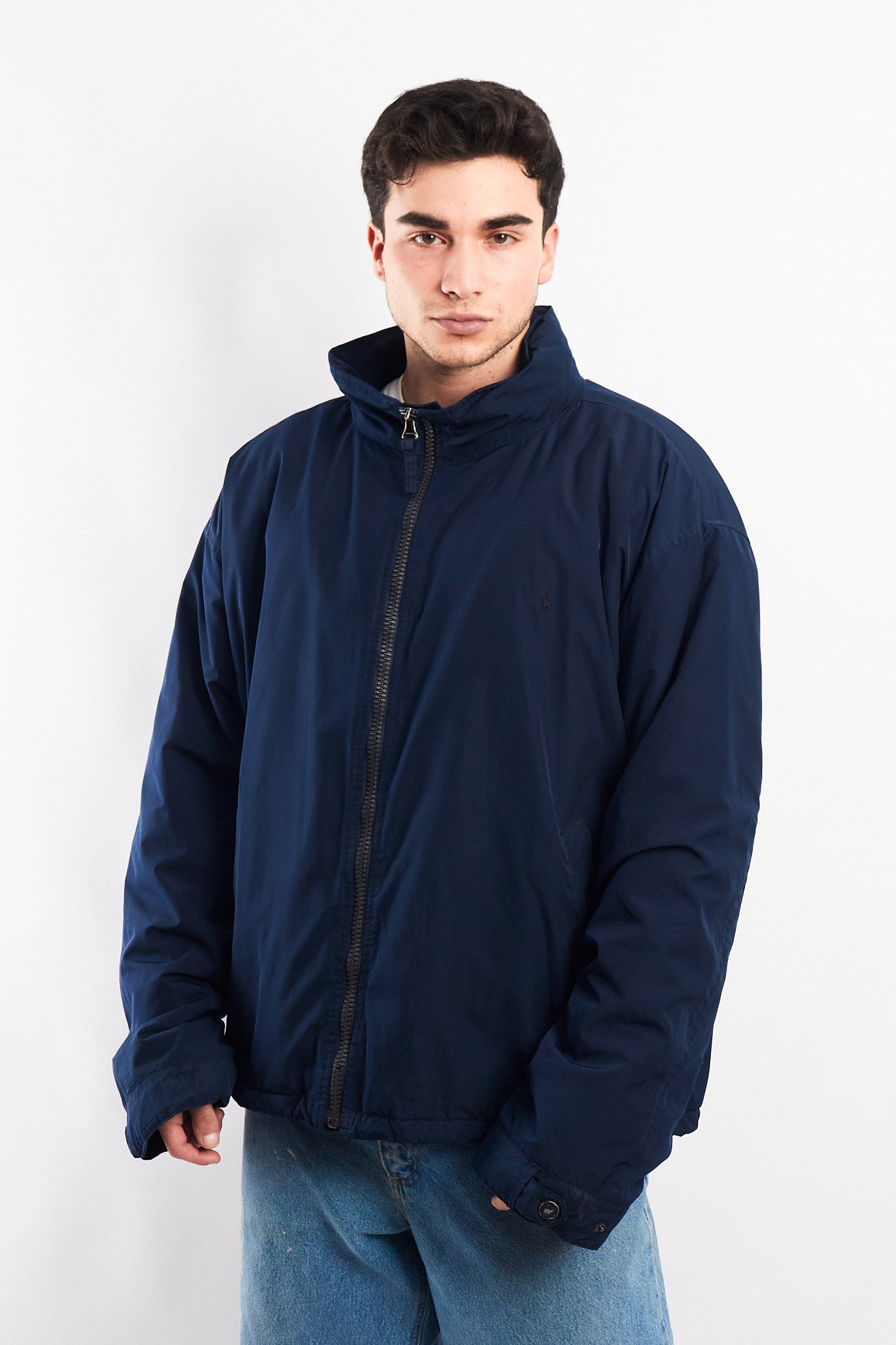 2000 Polo Ralph Lauren Navy Impermeable Hooded Jacket (XL)