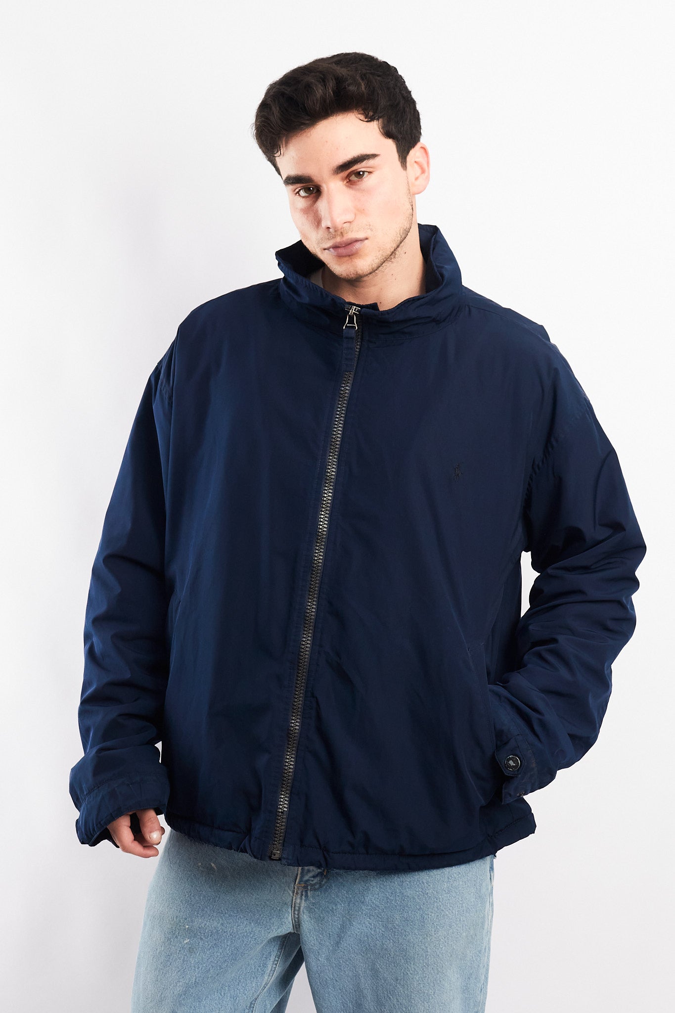 2000 Polo Ralph Lauren Navy Impermeable Hooded Jacket (XL)