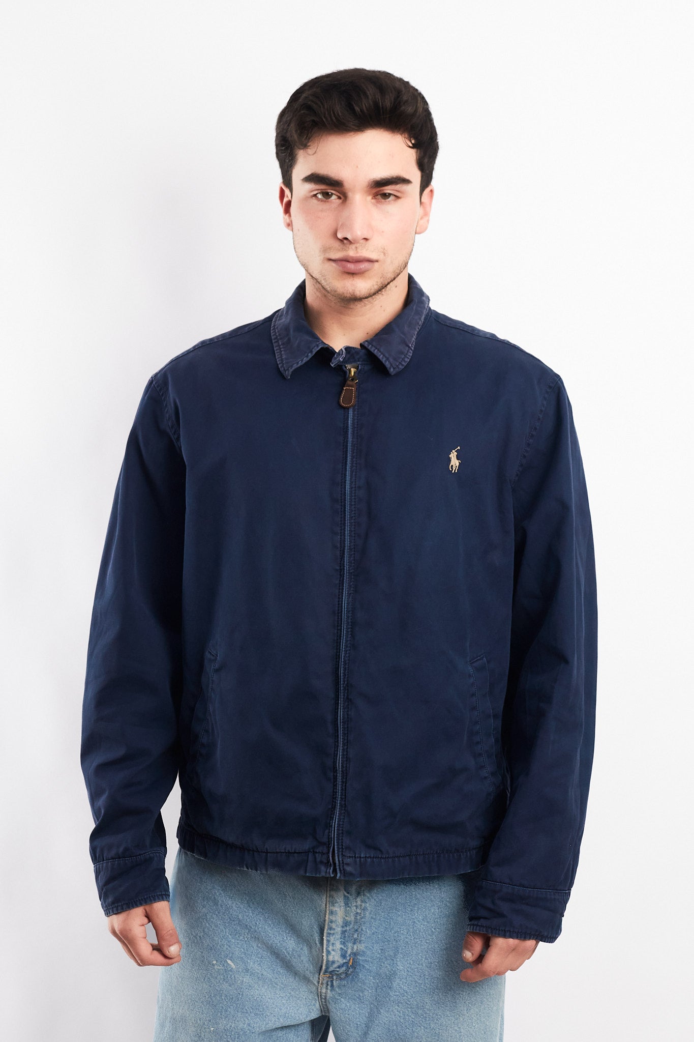 2000 Vintage Polo Ralph Lauren Washed Navy Harrington (L/XL)