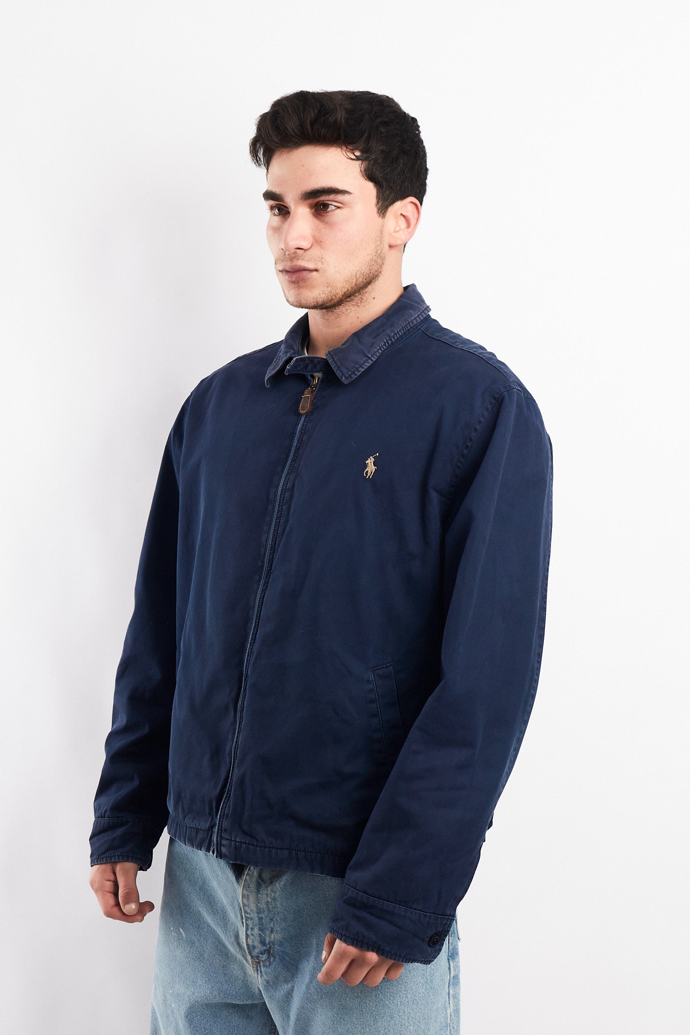 2000 Vintage Polo Ralph Lauren Washed Navy Harrington (L/XL)