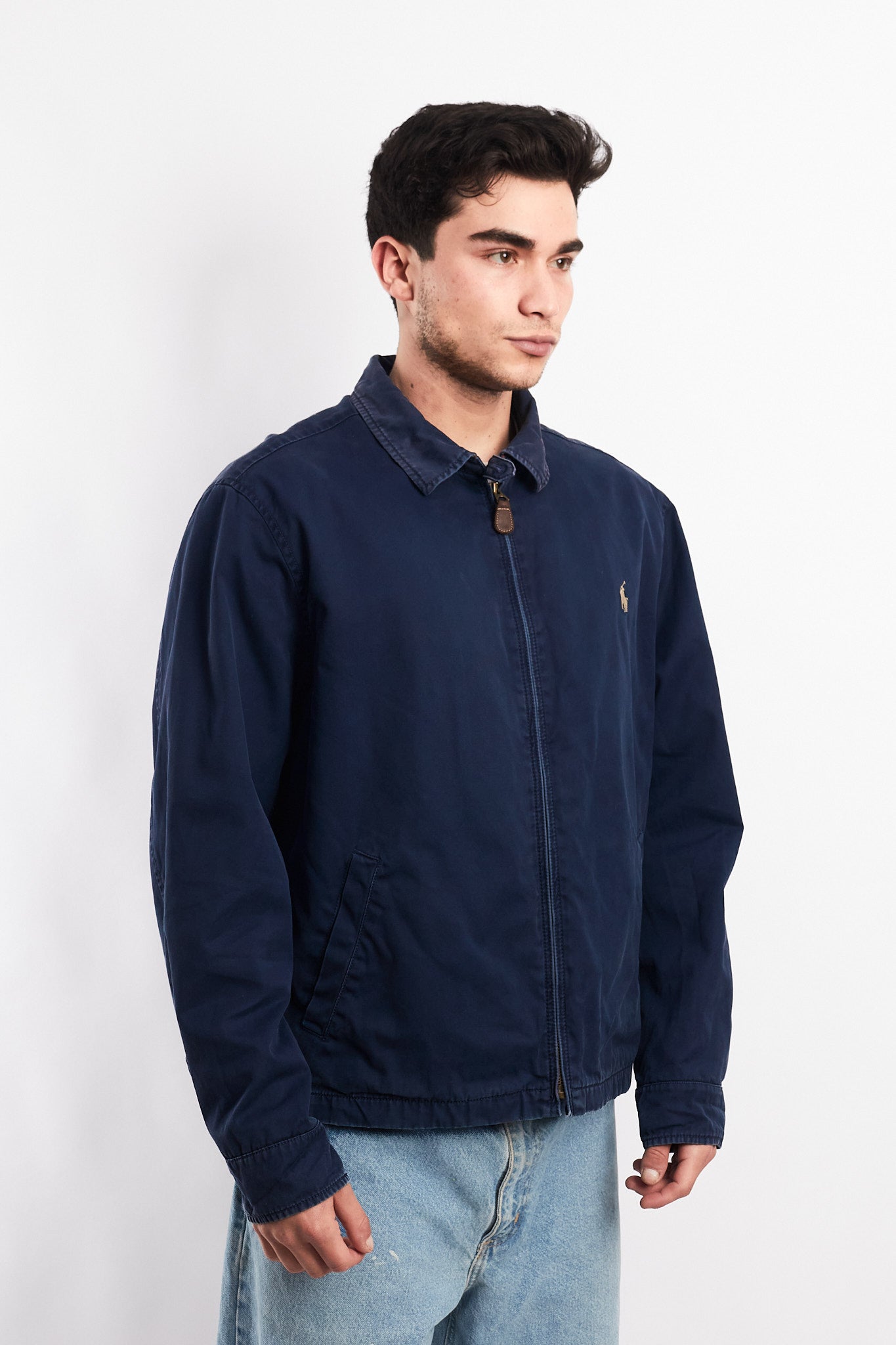 2000 Vintage Polo Ralph Lauren Washed Navy Harrington (L/XL)