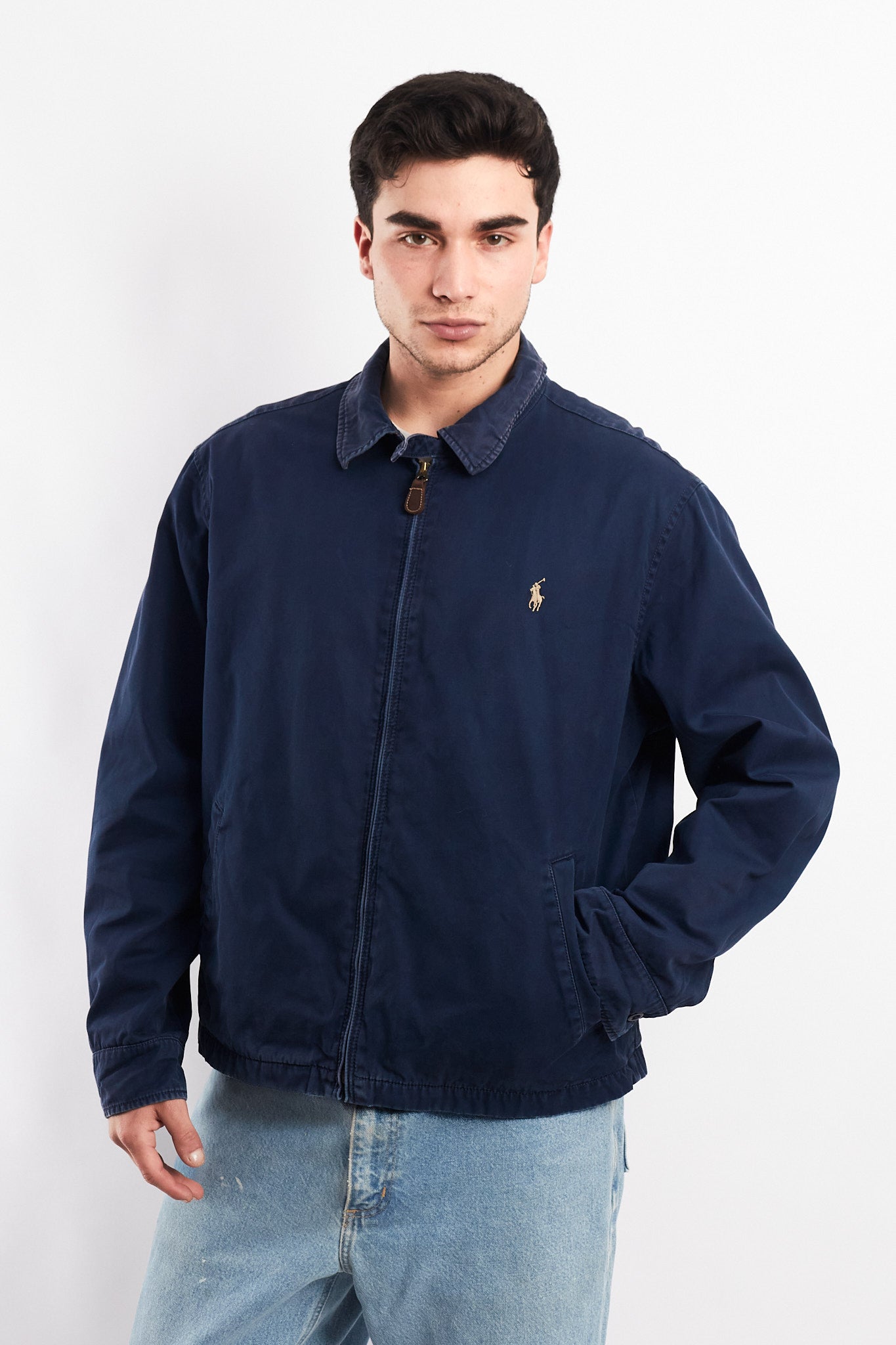 2000 Vintage Polo Ralph Lauren Washed Navy Harrington (L/XL)