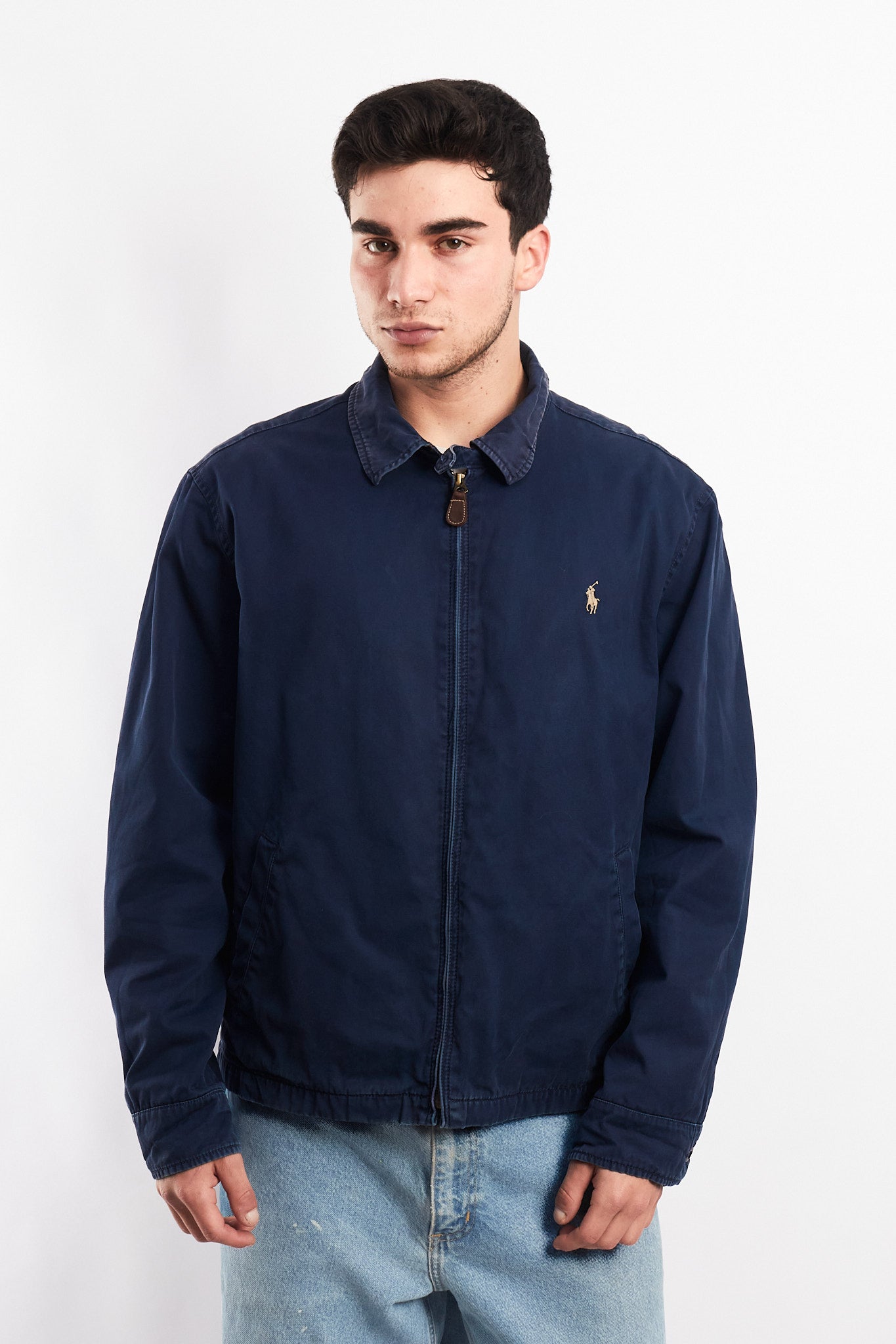 2000 Vintage Polo Ralph Lauren Washed Navy Harrington (L/XL)