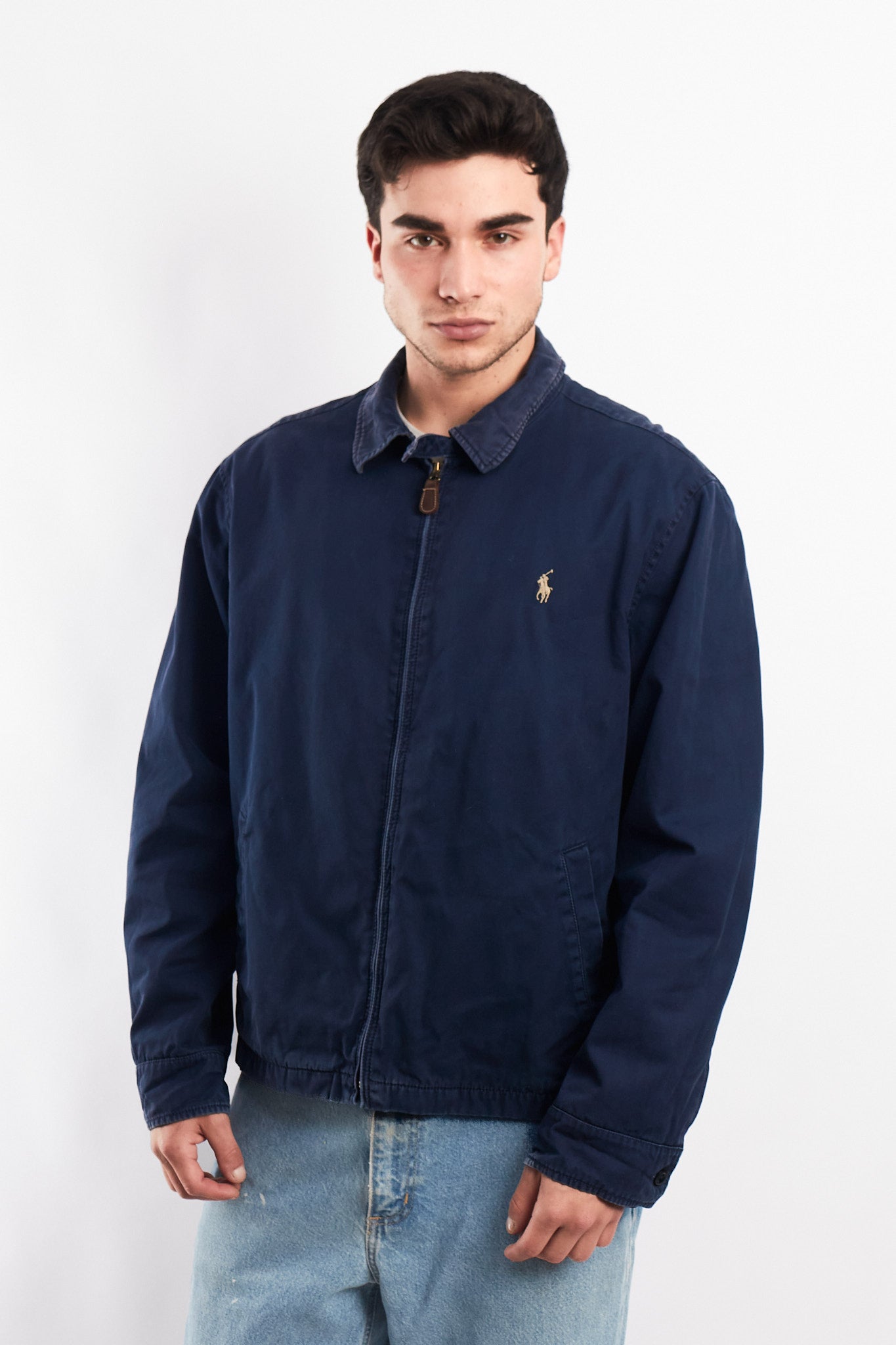 2000 Vintage Polo Ralph Lauren Washed Navy Harrington (L/XL)