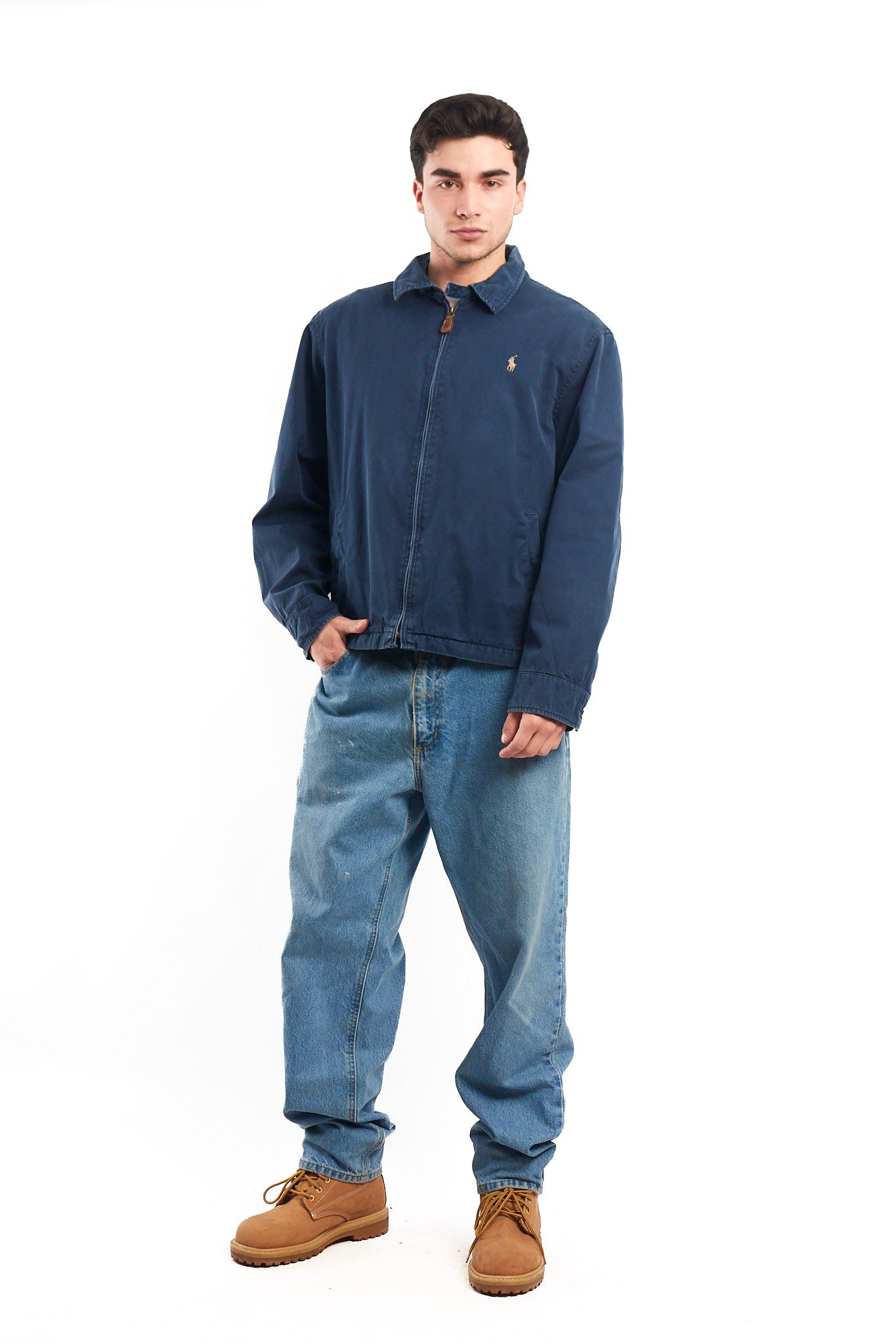 2000 Vintage Polo Ralph Lauren Washed Navy Harrington (L)