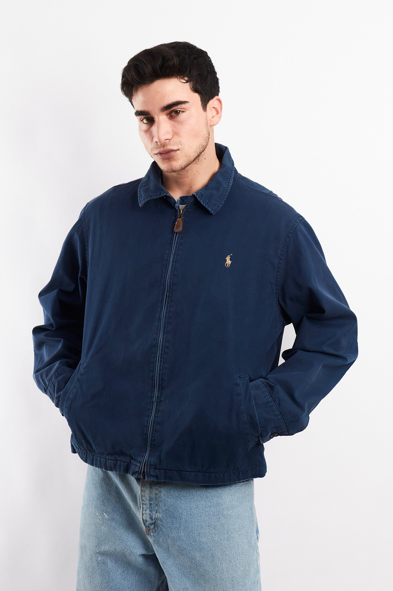 2000 Vintage Polo Ralph Lauren Washed Navy Harrington (L)