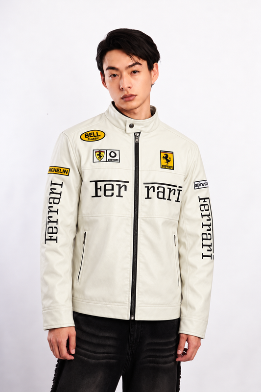 Scuderia Ferrari Motorsport White Edition Spellout Racing Jacket